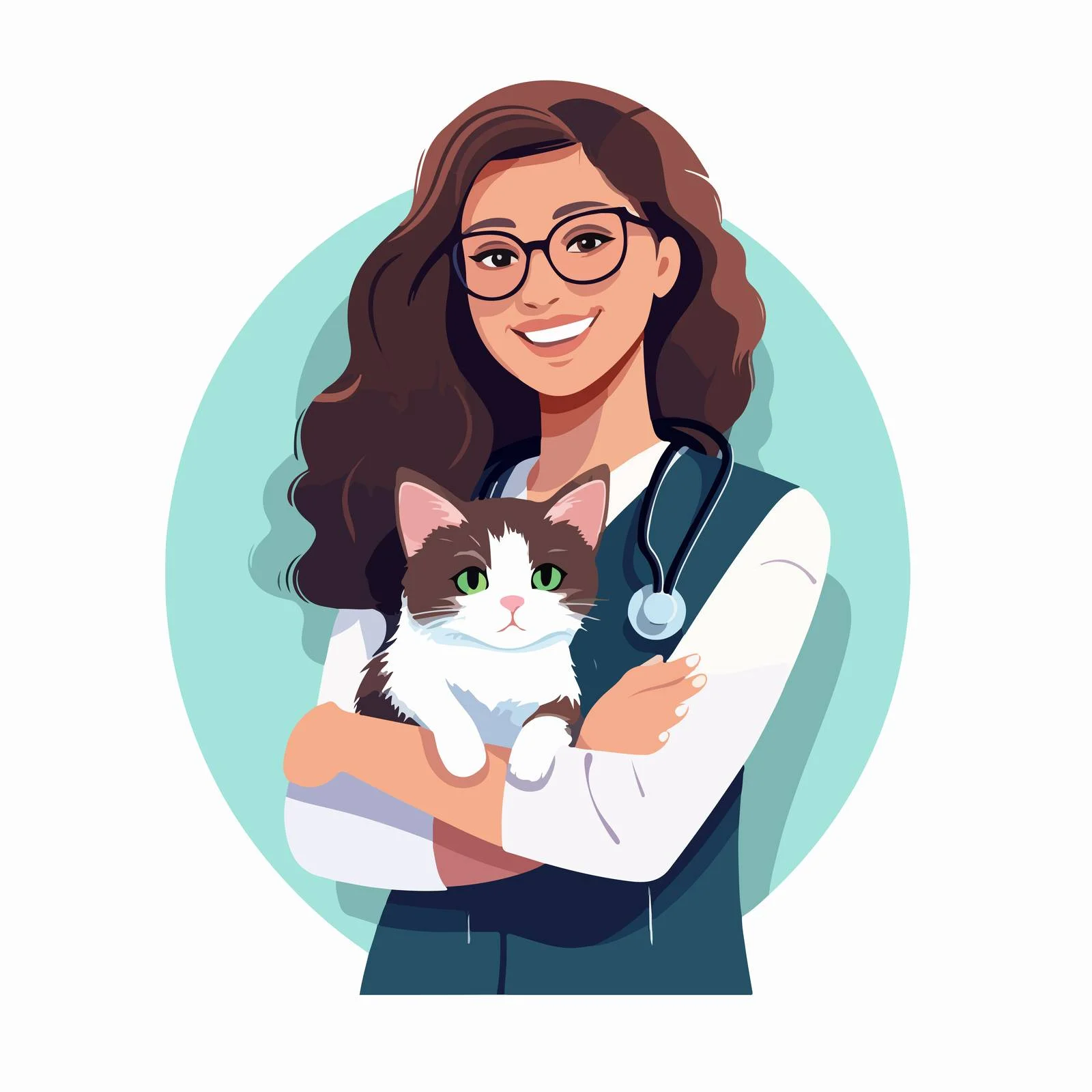 Veterinarian Holding Happy Cat Patient — free download from Dotvec