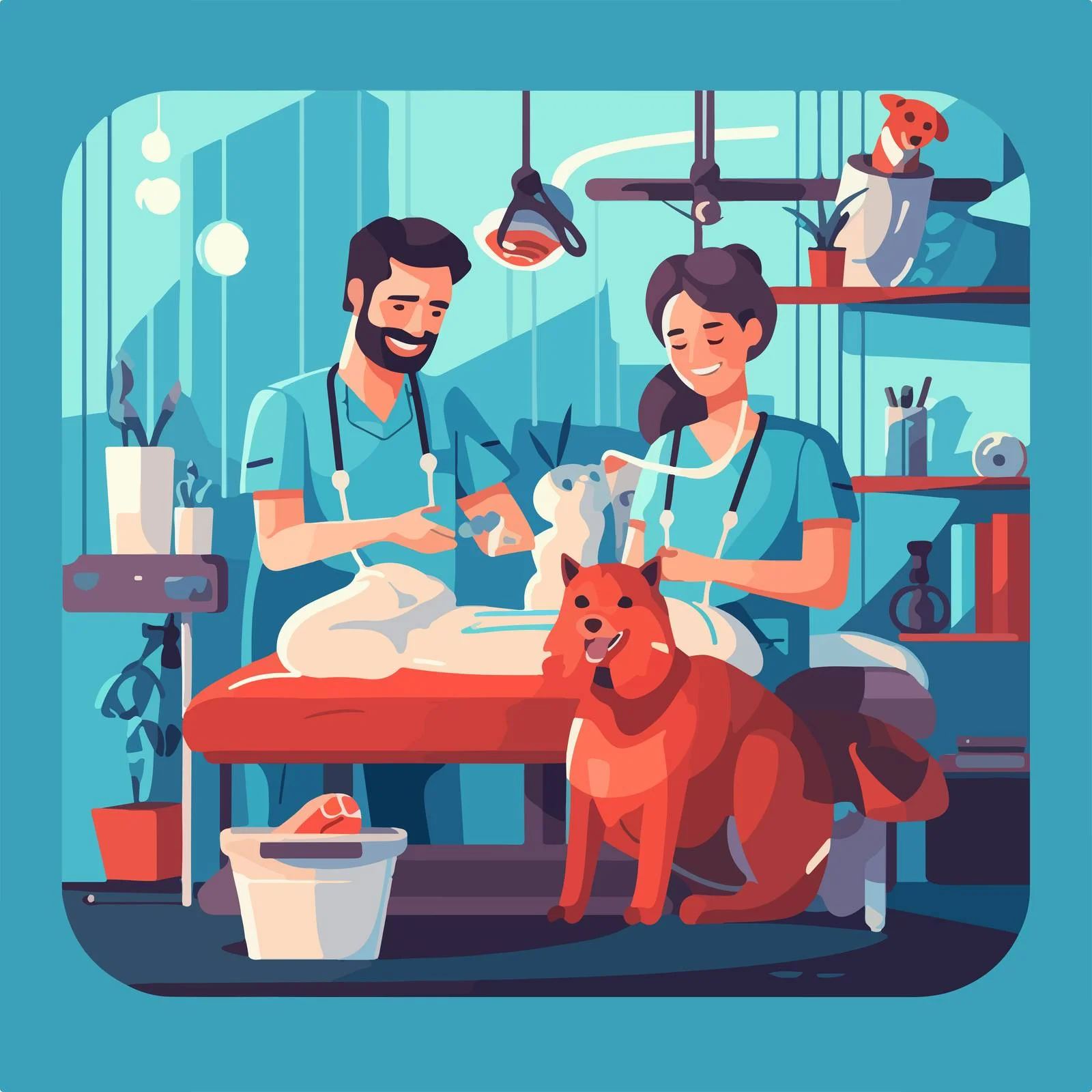 Veterinarians conducting surgery in veterinary clinic – free hospital setting image from Dotvec