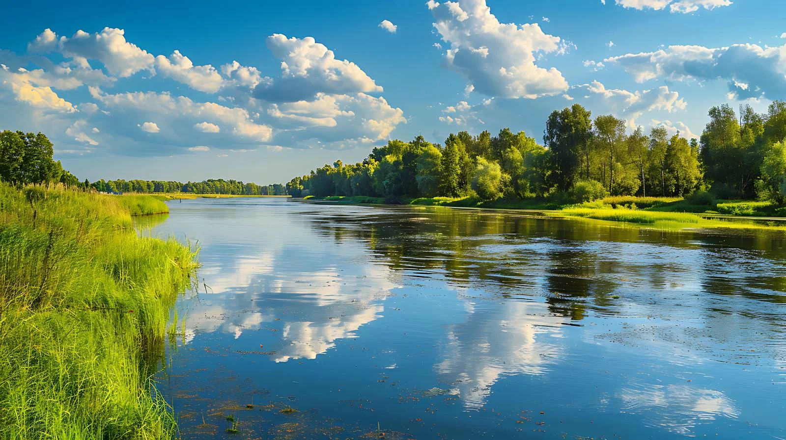 Serene River Landscape on Sunny Summer Day — free download from Dotvec