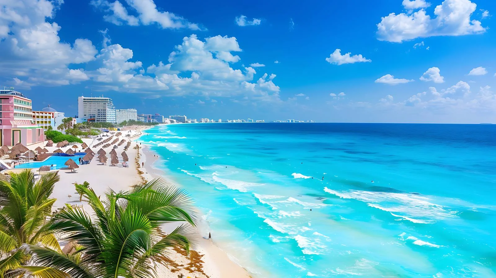 Scenic Beach and Caribbean Sea Panorama in Cancun — free download from Dotvec