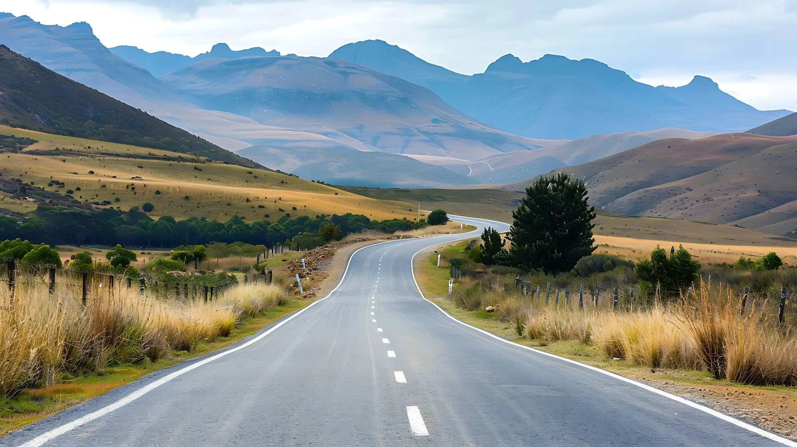 Tranquil road cutting through serene landscape — free download from Dotvec