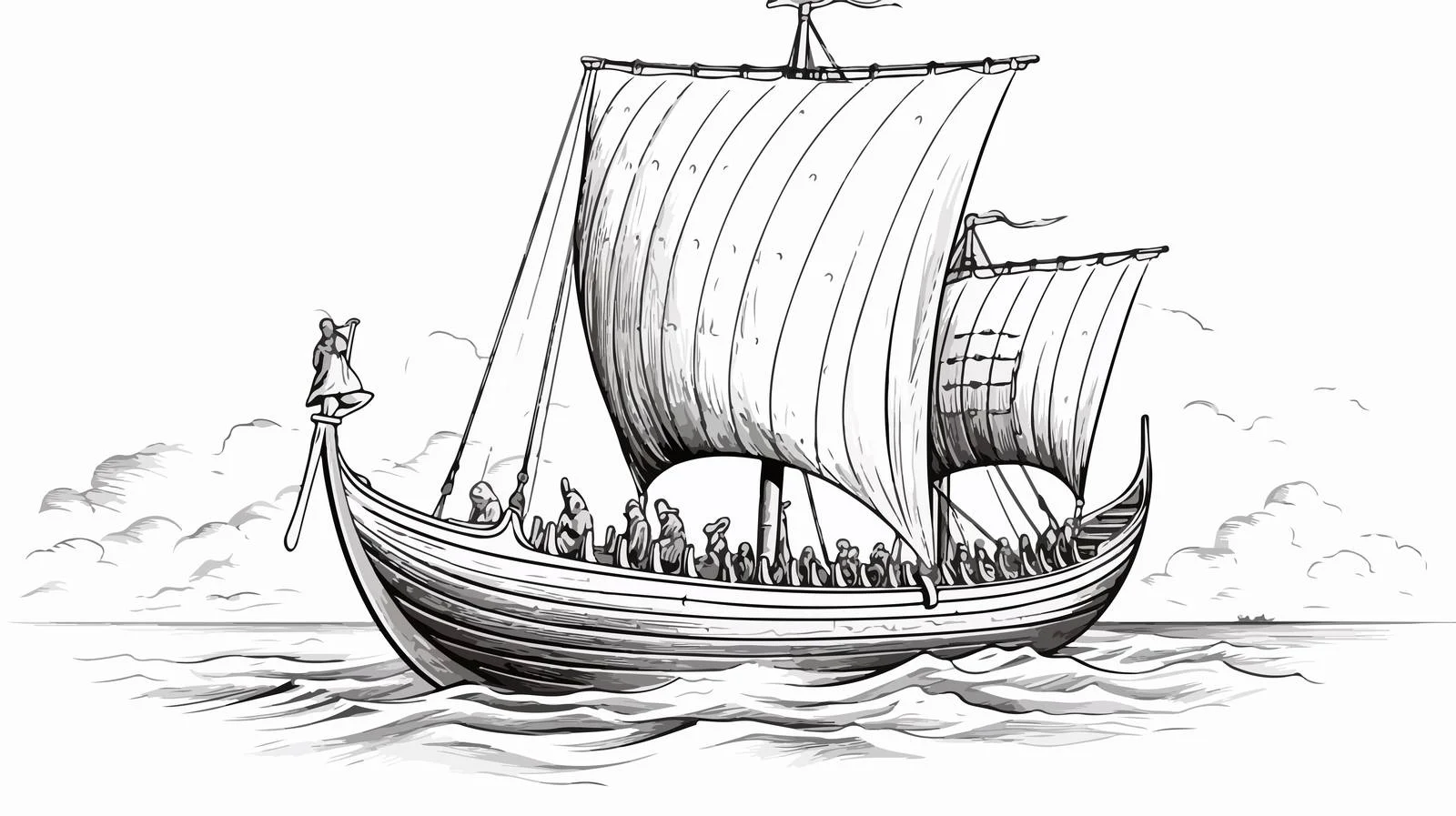 Hand-Drawn Viking Ship Vector Illustration — free download from Dotvec