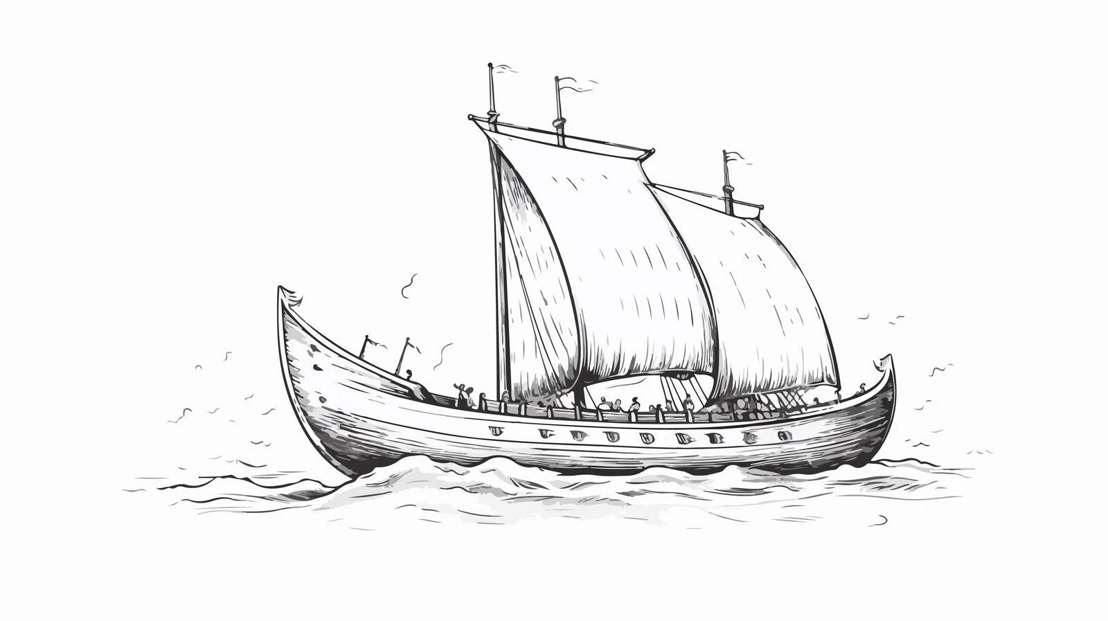Hand-drawn Viking Ship Vector Illustration — free download from Dotvec