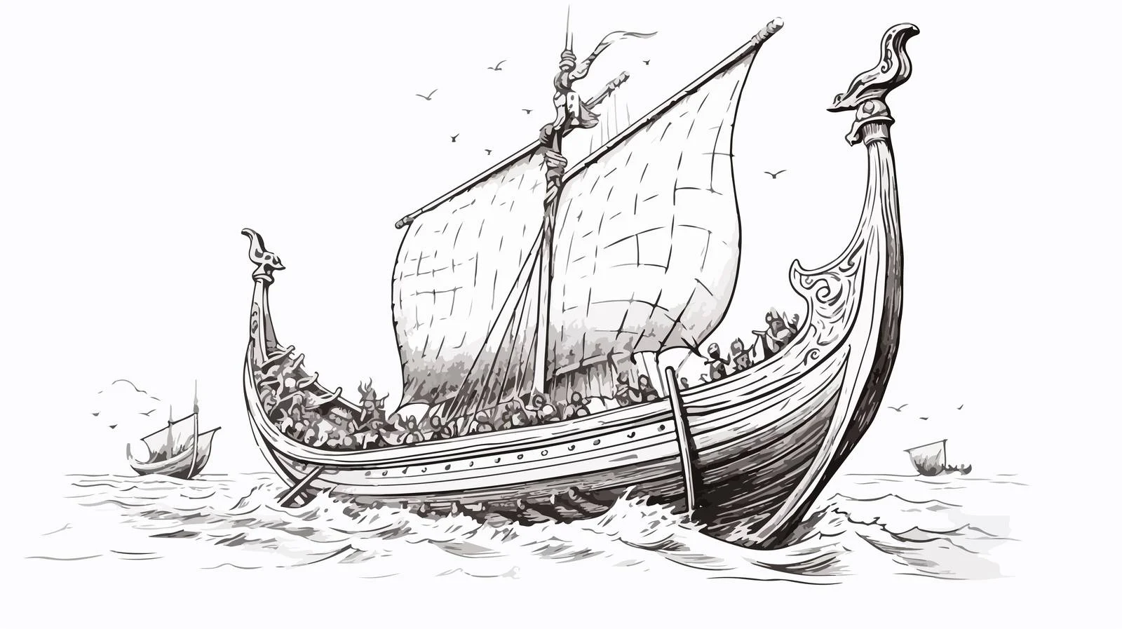 Hand-drawn Viking Ship Sketch Vector Illustration — free download from Dotvec