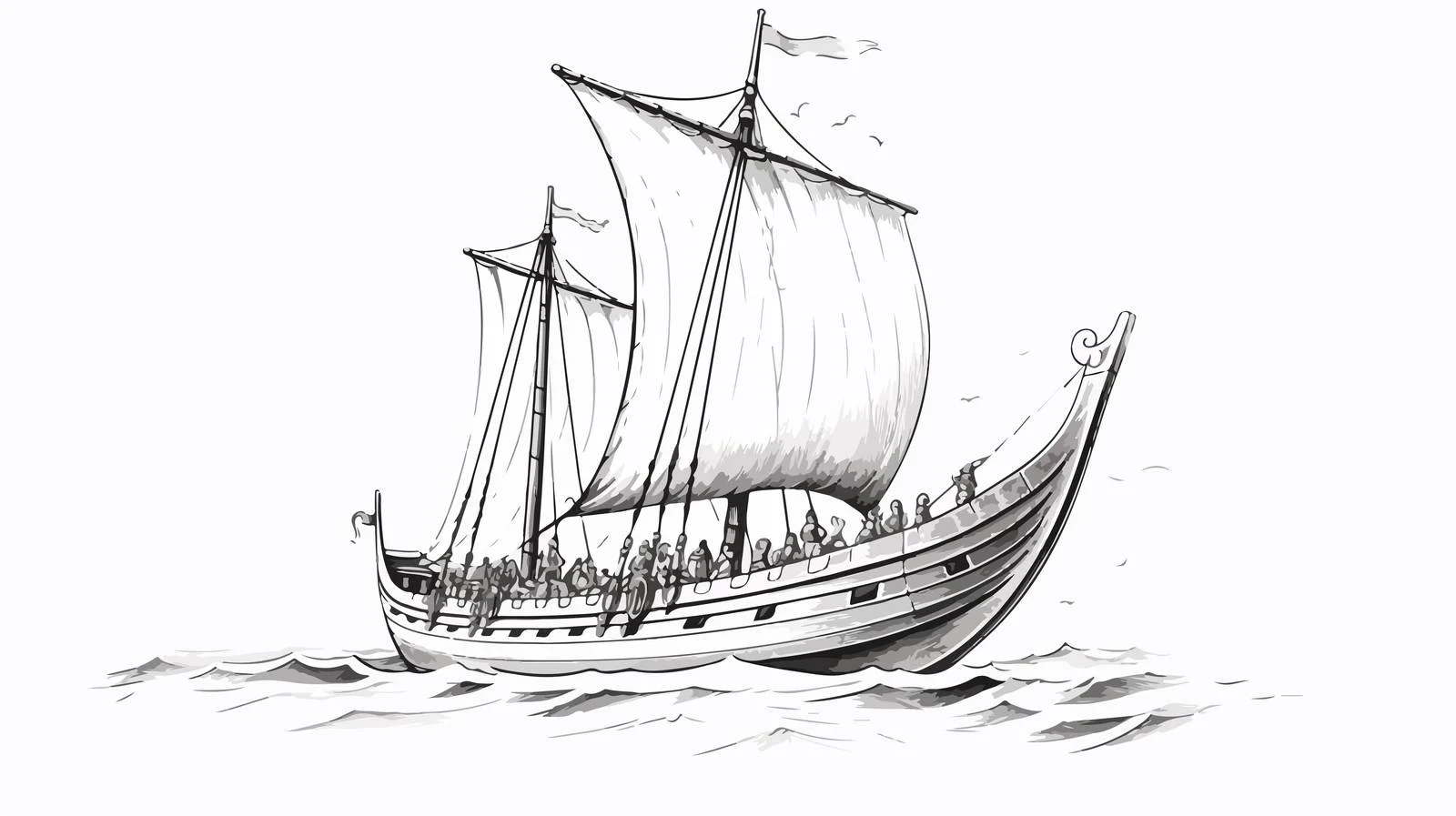 Hand-Drawn Viking Ship Vector Illustration — free download from Dotvec