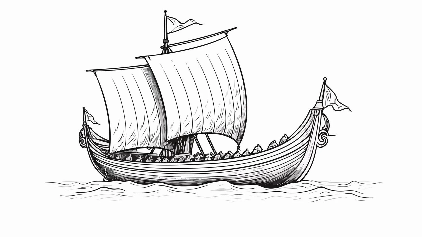 Hand-Drawn Viking Ship Vector Illustration — free download from Dotvec