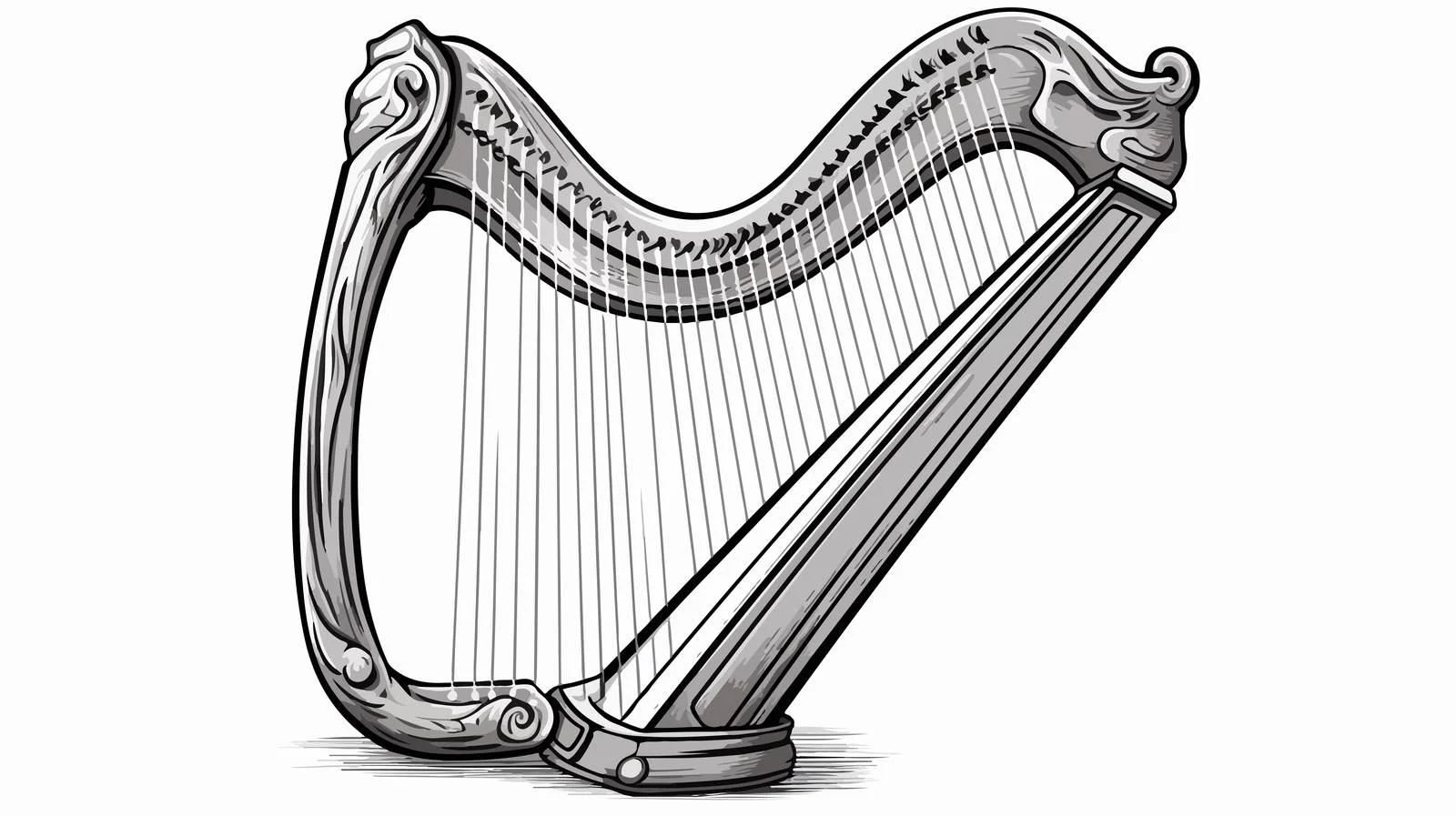 Vintage Harp Engraved Sketch Vector — free download from Dotvec