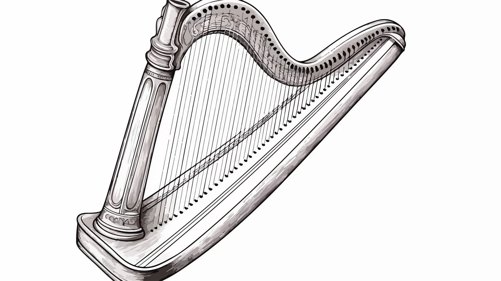 Vintage Harp Engraved Vector Sketch — free download from Dotvec