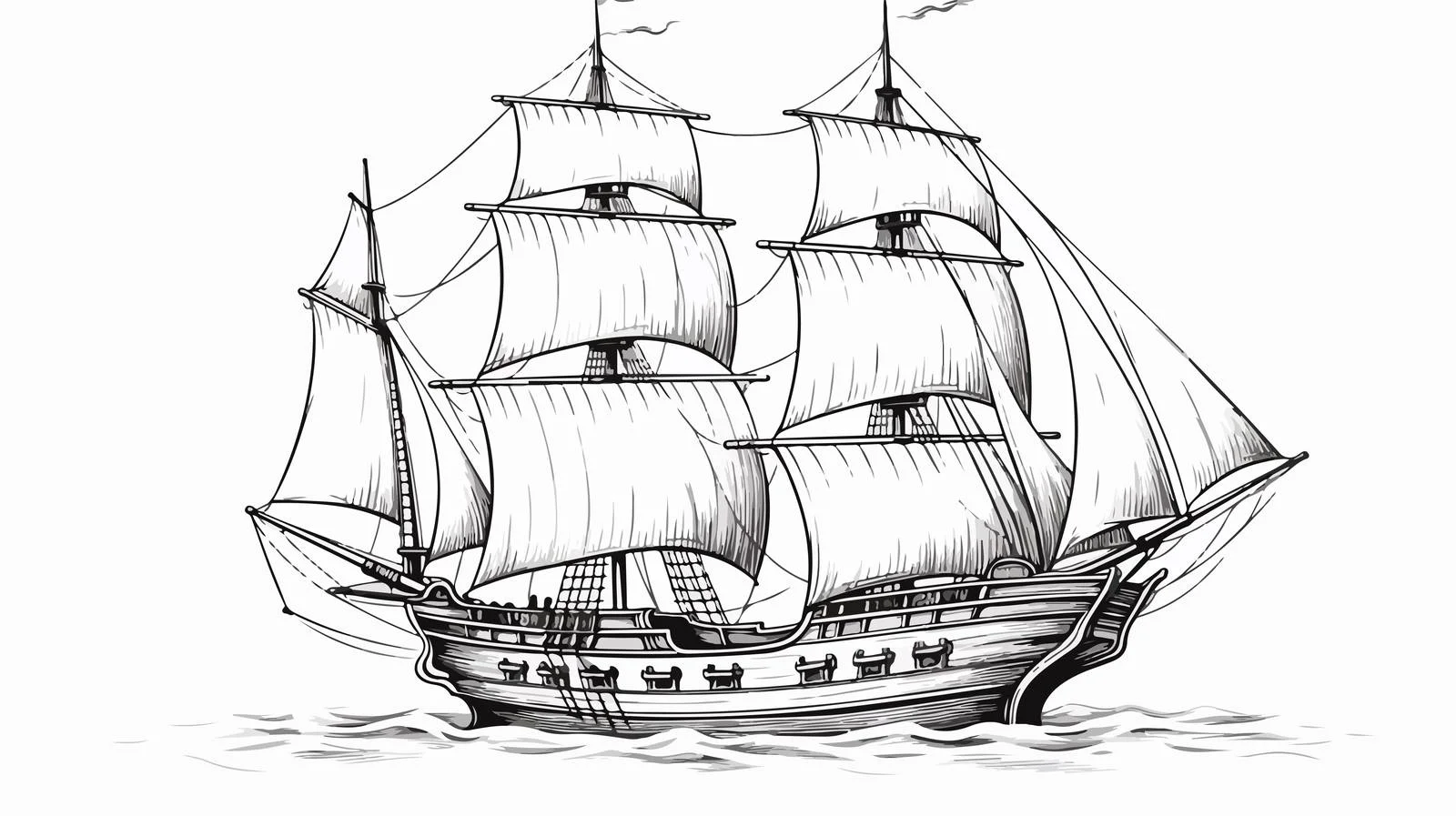 Vintage Pirate Ship Engraving Sketch — free download from Dotvec