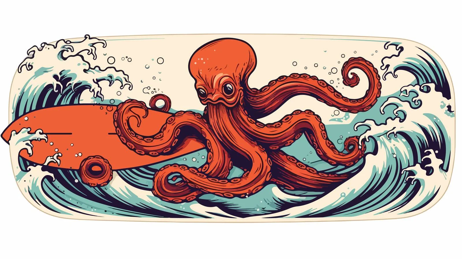 Vintage Octopus Surfboard Poster — free download from Dotvec