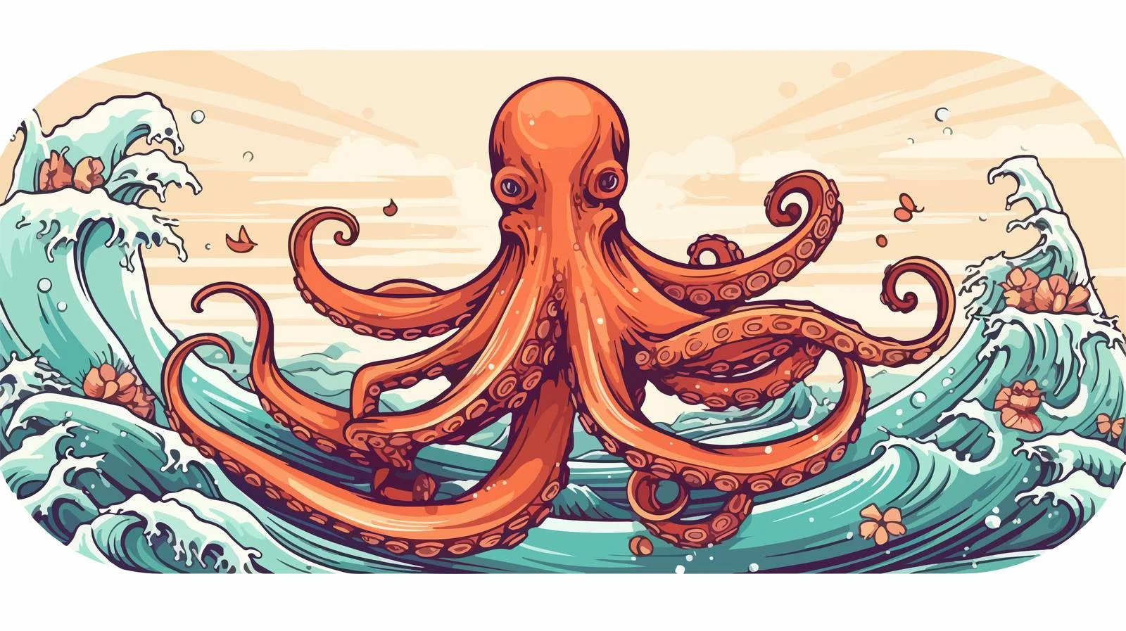 Vintage Octopus Surfboard Poster — free download from Dotvec