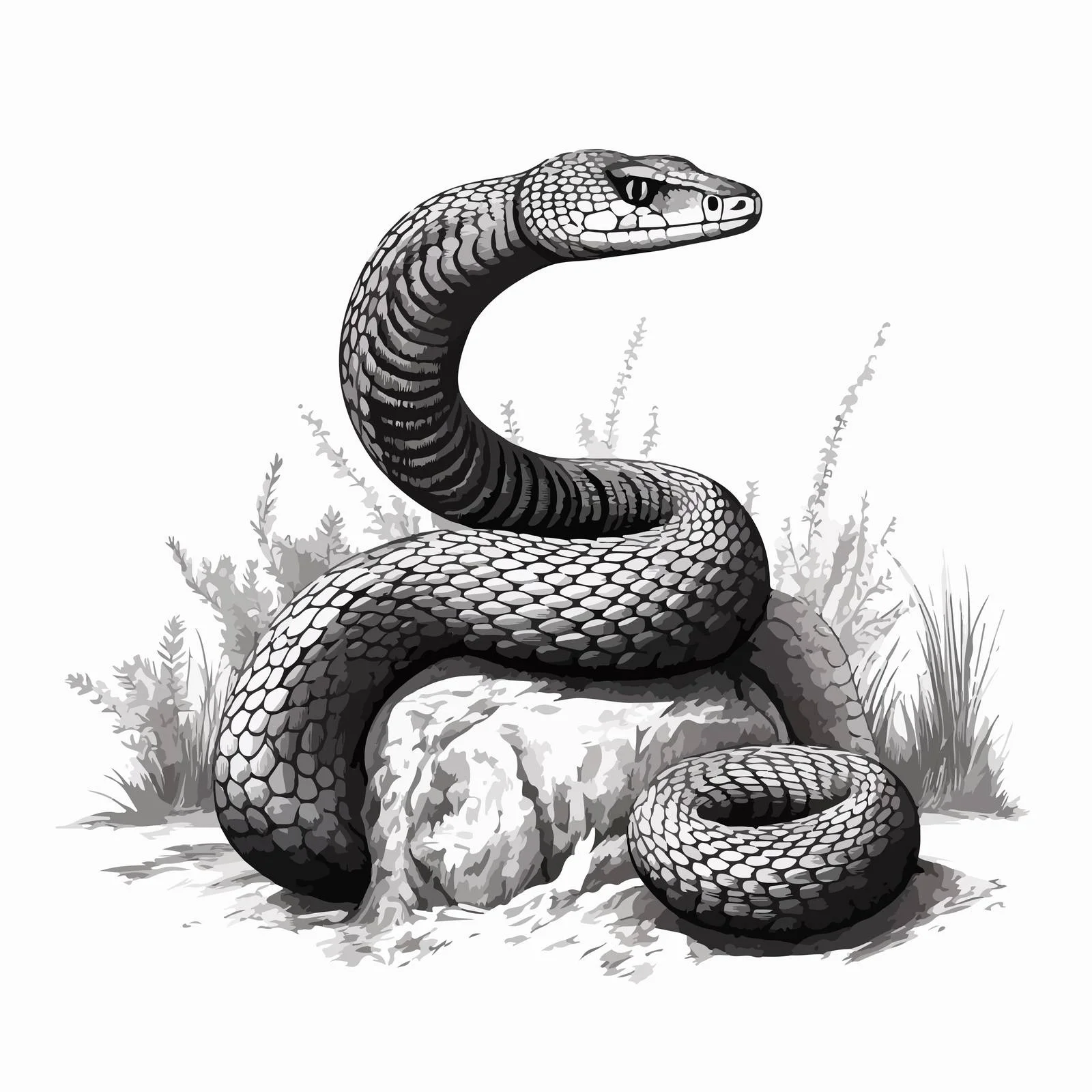 Antique snake etching art illustration design — free download from Dotvec