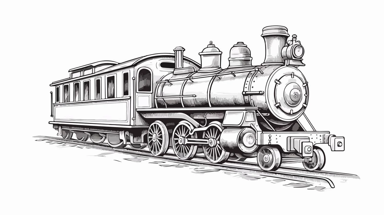 Vintage Steam Train Engraving — free download from Dotvec
