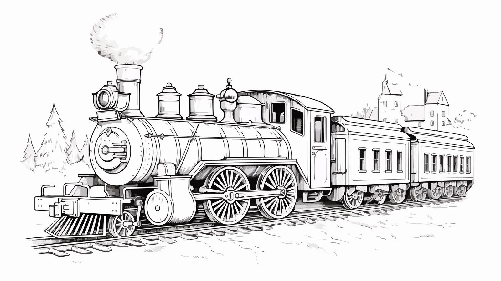 Vintage Locomotive Sketch Art — free download from Dotvec