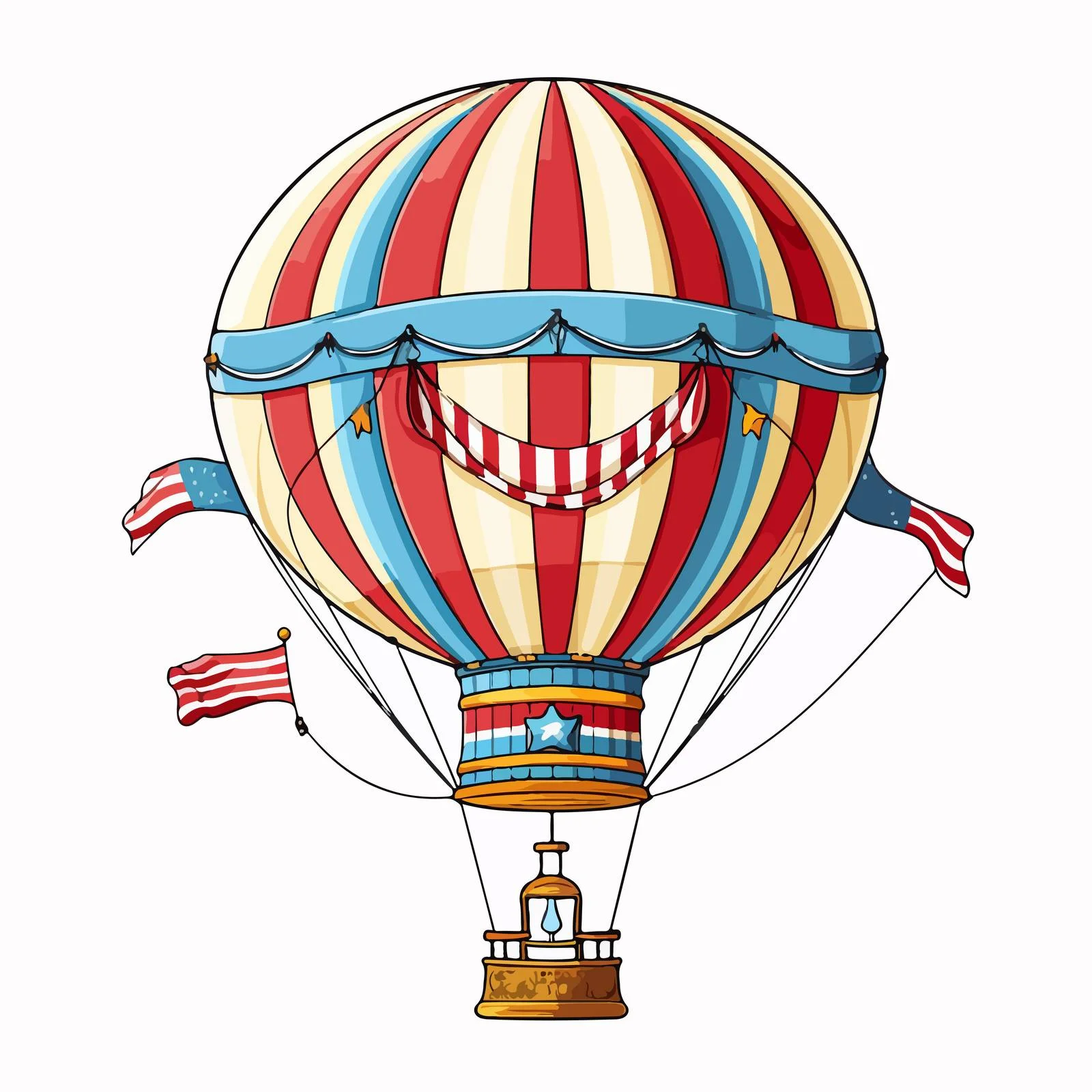 Antique Victorian Striped Hot Air Balloon Flight – free hot air balloon image from Dotvec