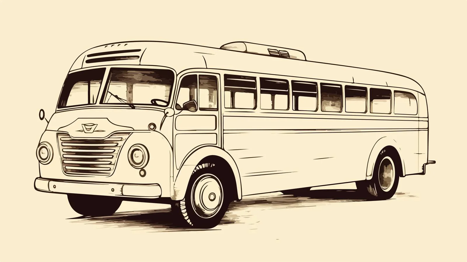 Vintage Bus Pencil Sketch on Beige Background — free download from Dotvec