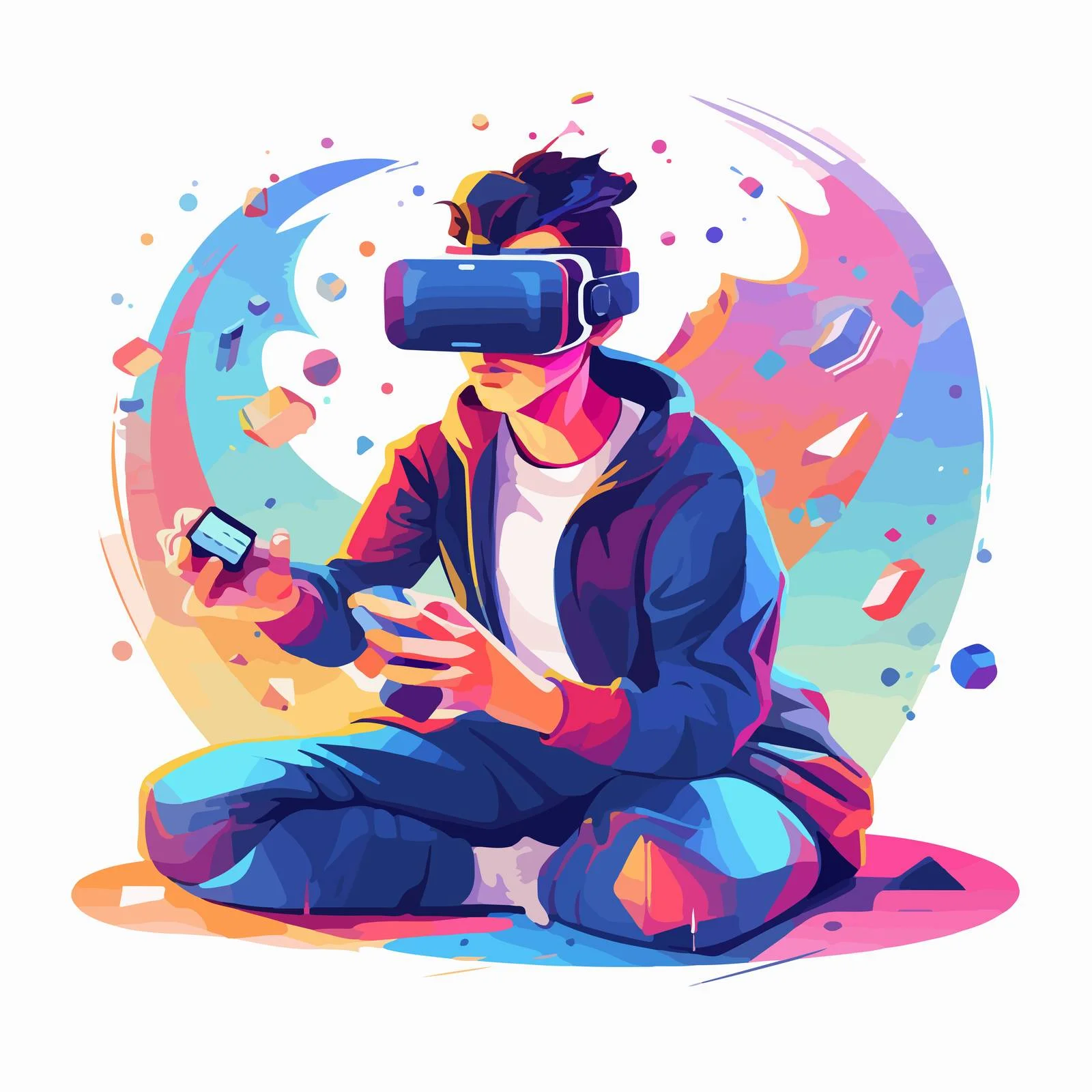Immersive Virtual Reality Gaming Illustration — free download from Dotvec