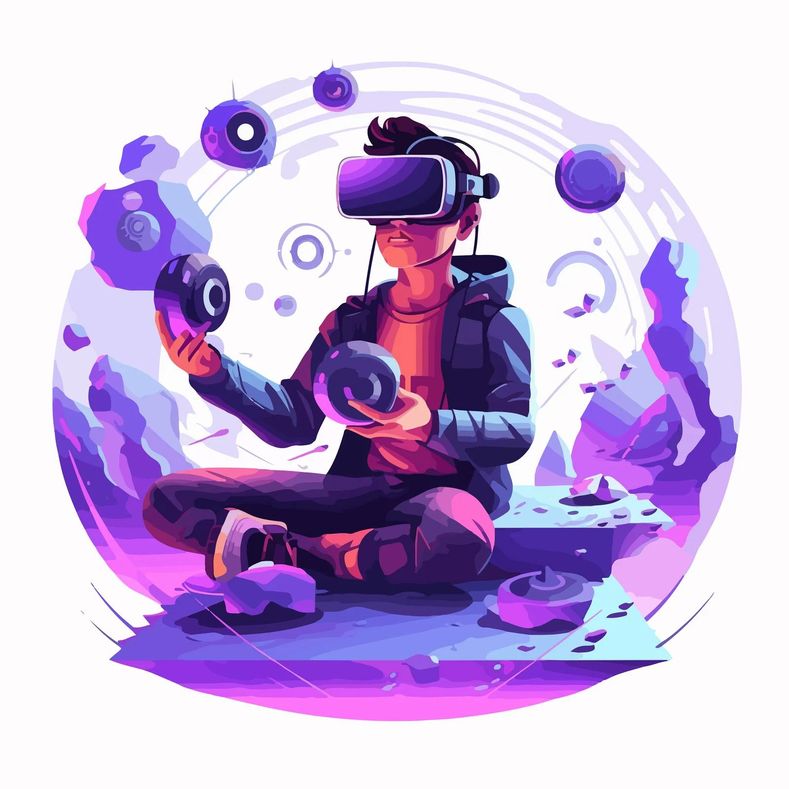 Immersive Virtual Reality Gaming Vector Graphic — free download from Dotvec
