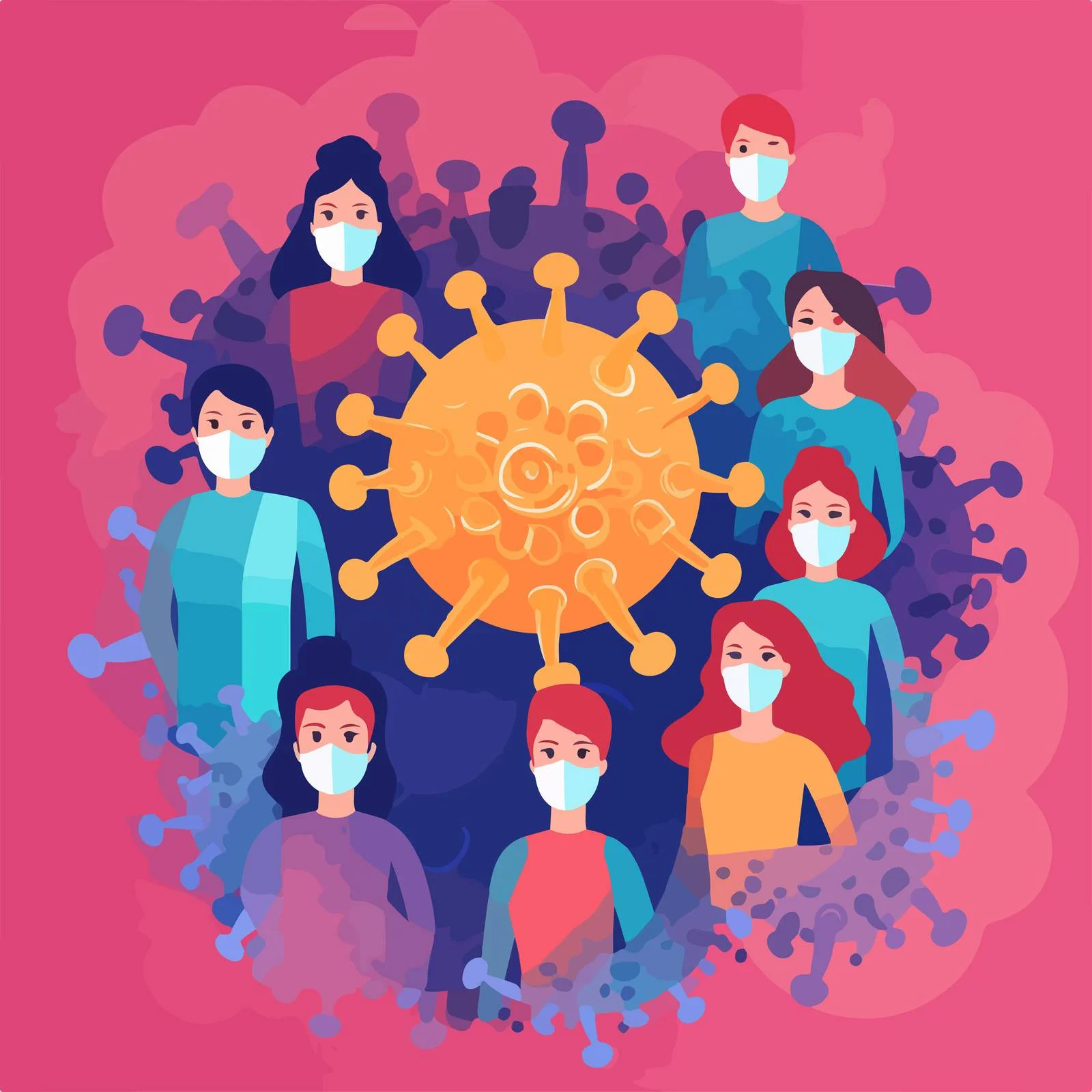 Community Protection: Masked Crowd Safety Precaution — free download from Dotvec