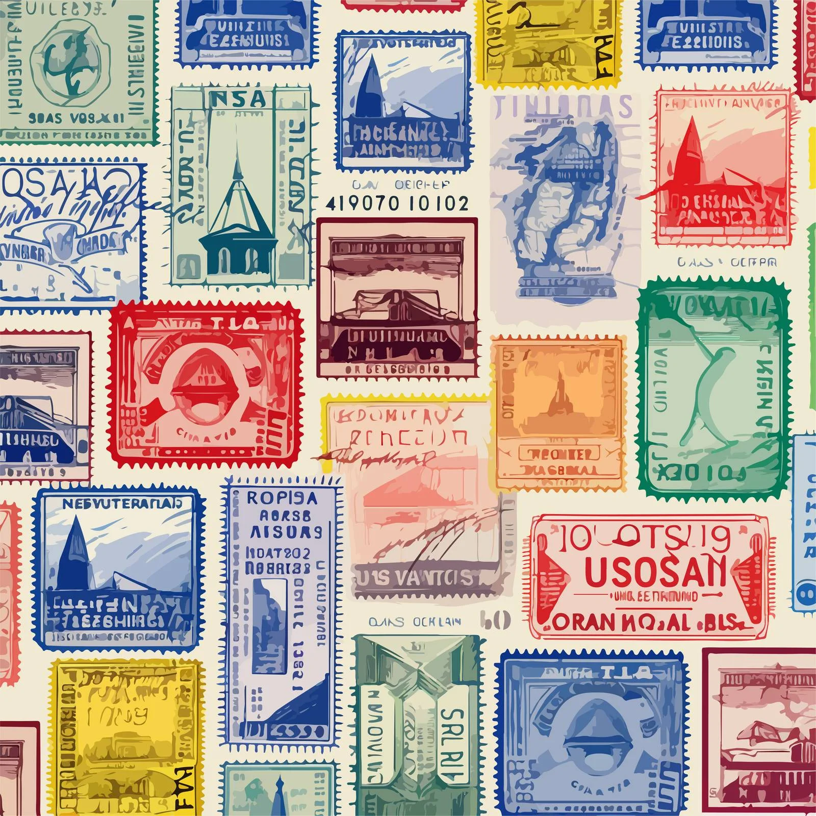 Austria Glasgow Visa Stamps Seamless Pattern — free download from Dotvec