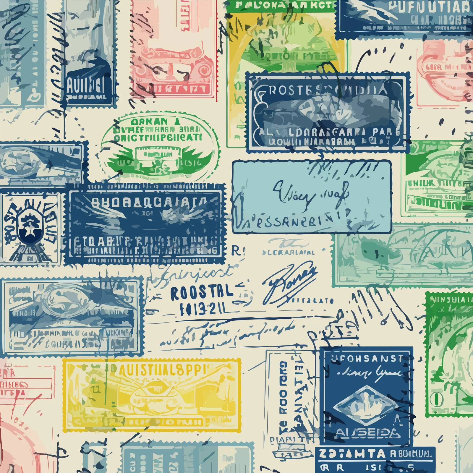 Travel Visa Stamps Vector Seamless Pattern — free download from Dotvec