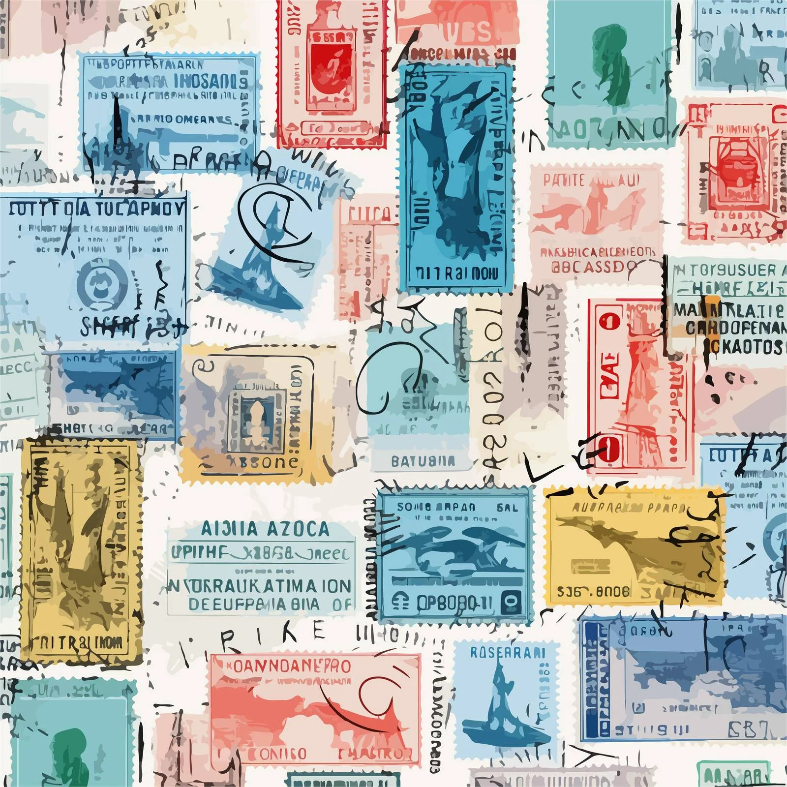 Seamless Visa Stamps Pattern Design — free download from Dotvec