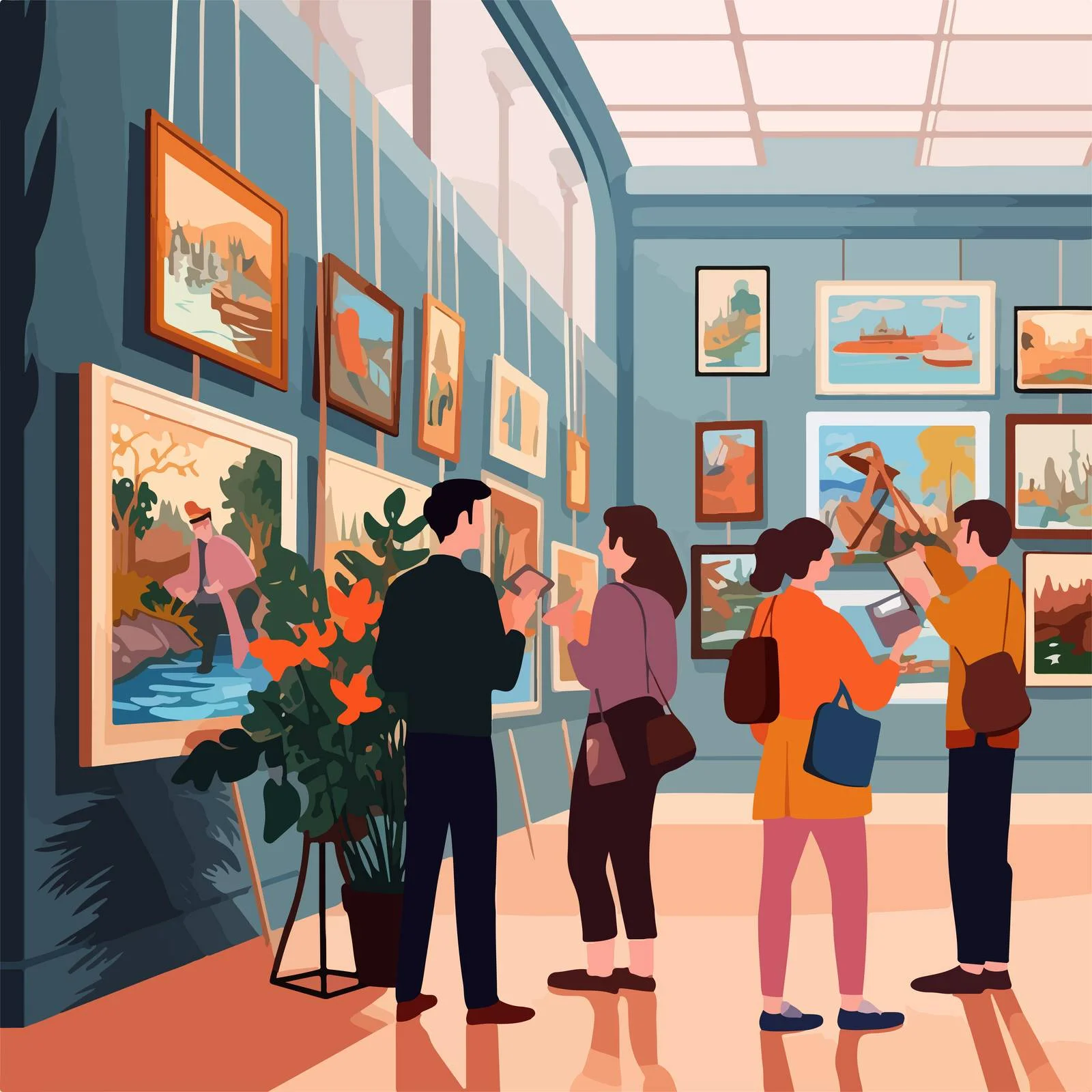 Enthusiasts at Classic Art Gallery Admiring Exhibits — free download from Dotvec