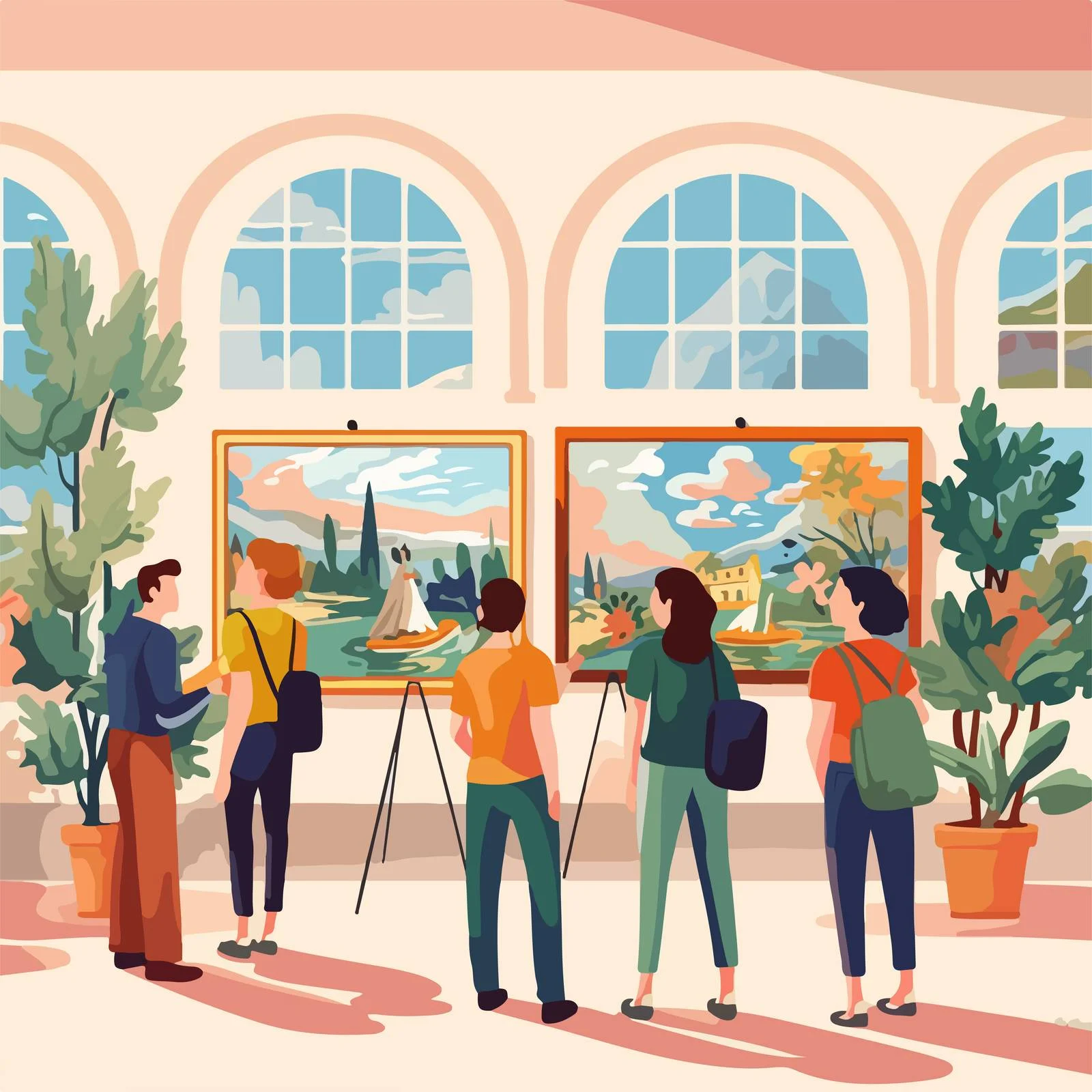 Viewing Classic Art at Museum Exhibition — free download from Dotvec