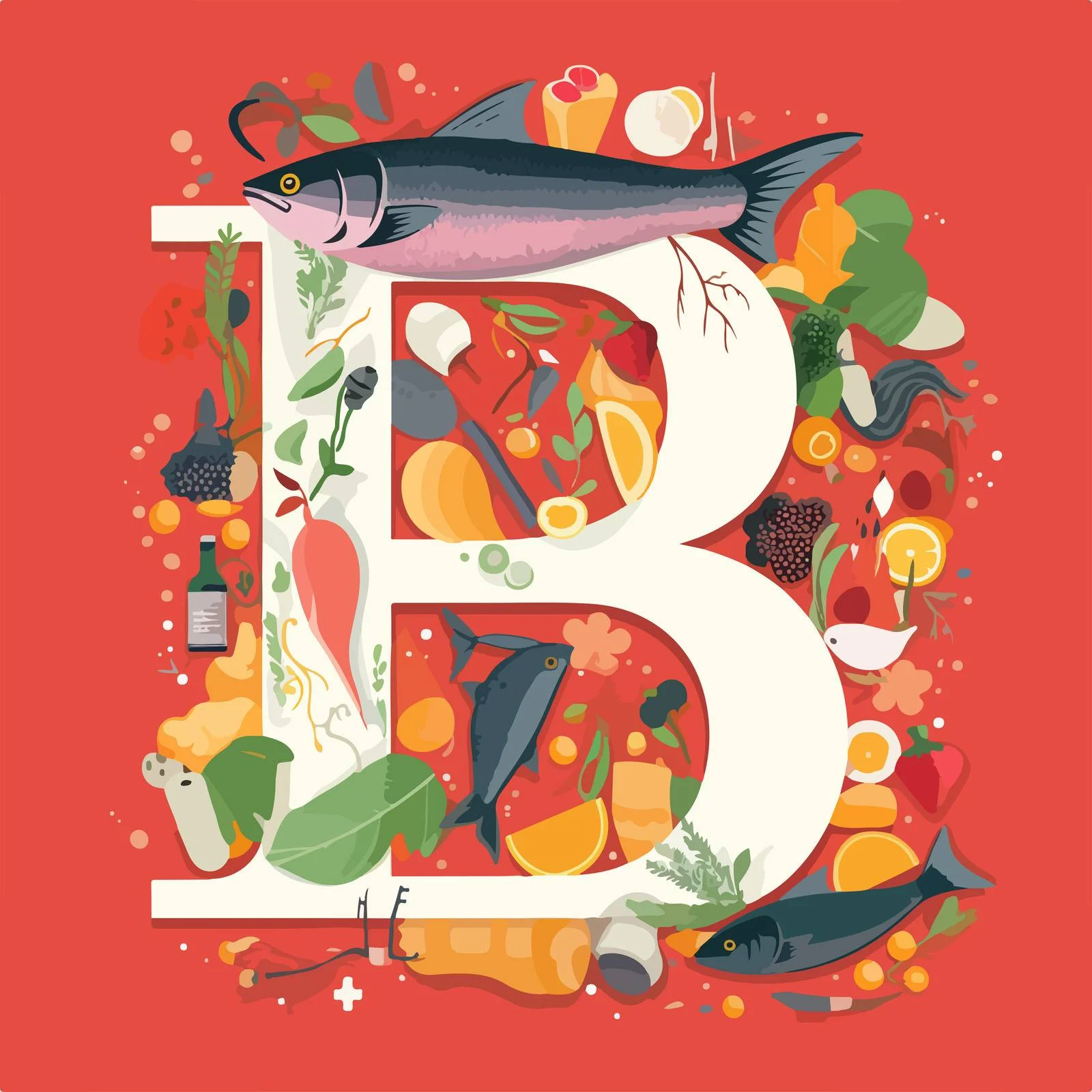 Vitamin B12 Card with Fresh Food Border — free download from Dotvec