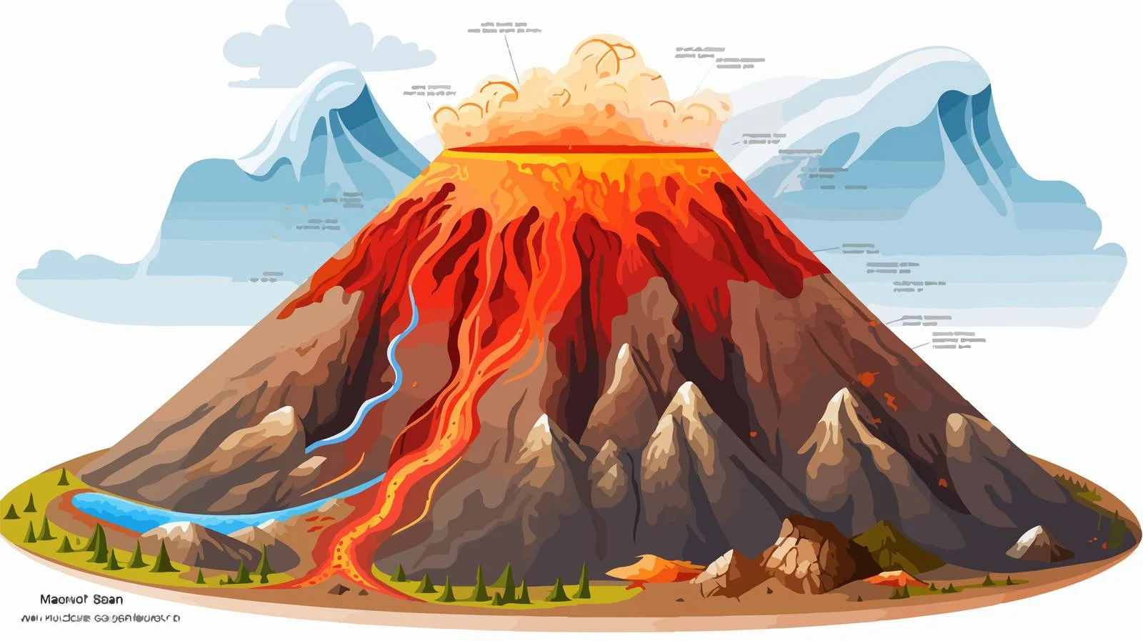 Volcano Anatomy Diagram Illustration — free download from Dotvec