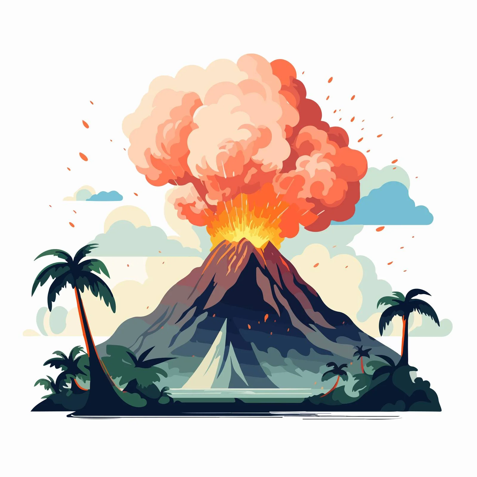 Active Volcano Erupting with Vapor Cloud — free download from Dotvec