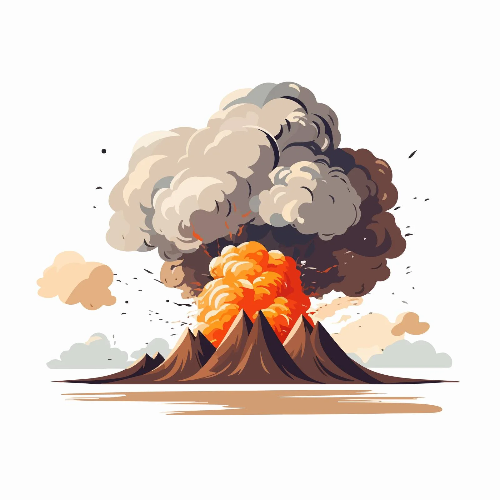 Fuming Volcano Erupting Vapors, Dust Cloud — free download from Dotvec