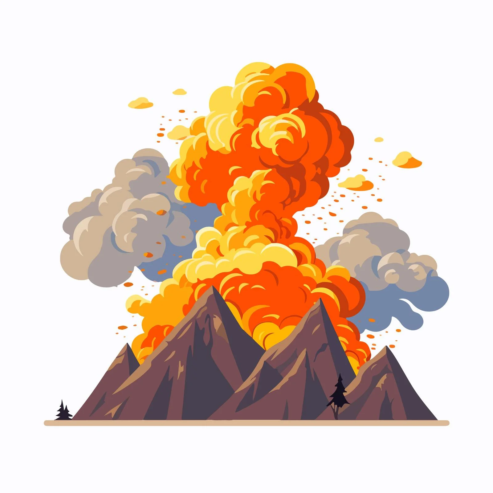 Volcanic eruption with vapor and dust plume — free download from Dotvec