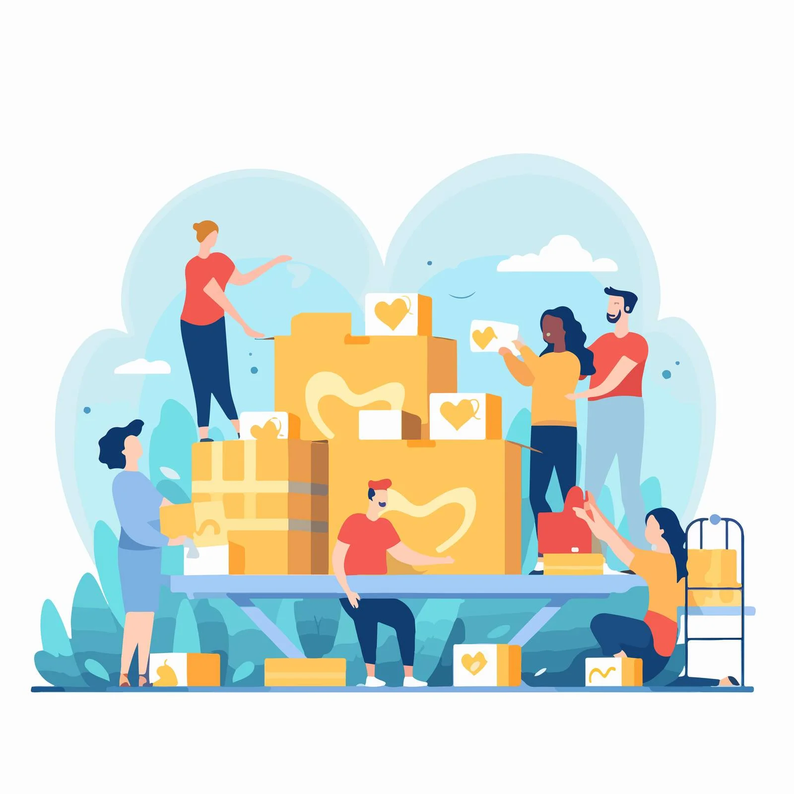 Community Volunteers Loading Donation Boxes — free download from Dotvec