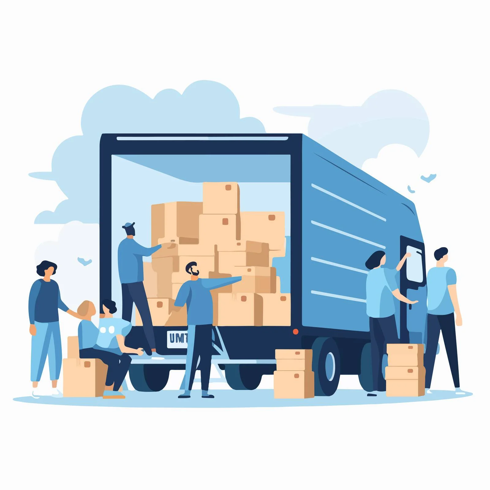 Volunteers Handling Donation Boxes for Loading — free download from Dotvec