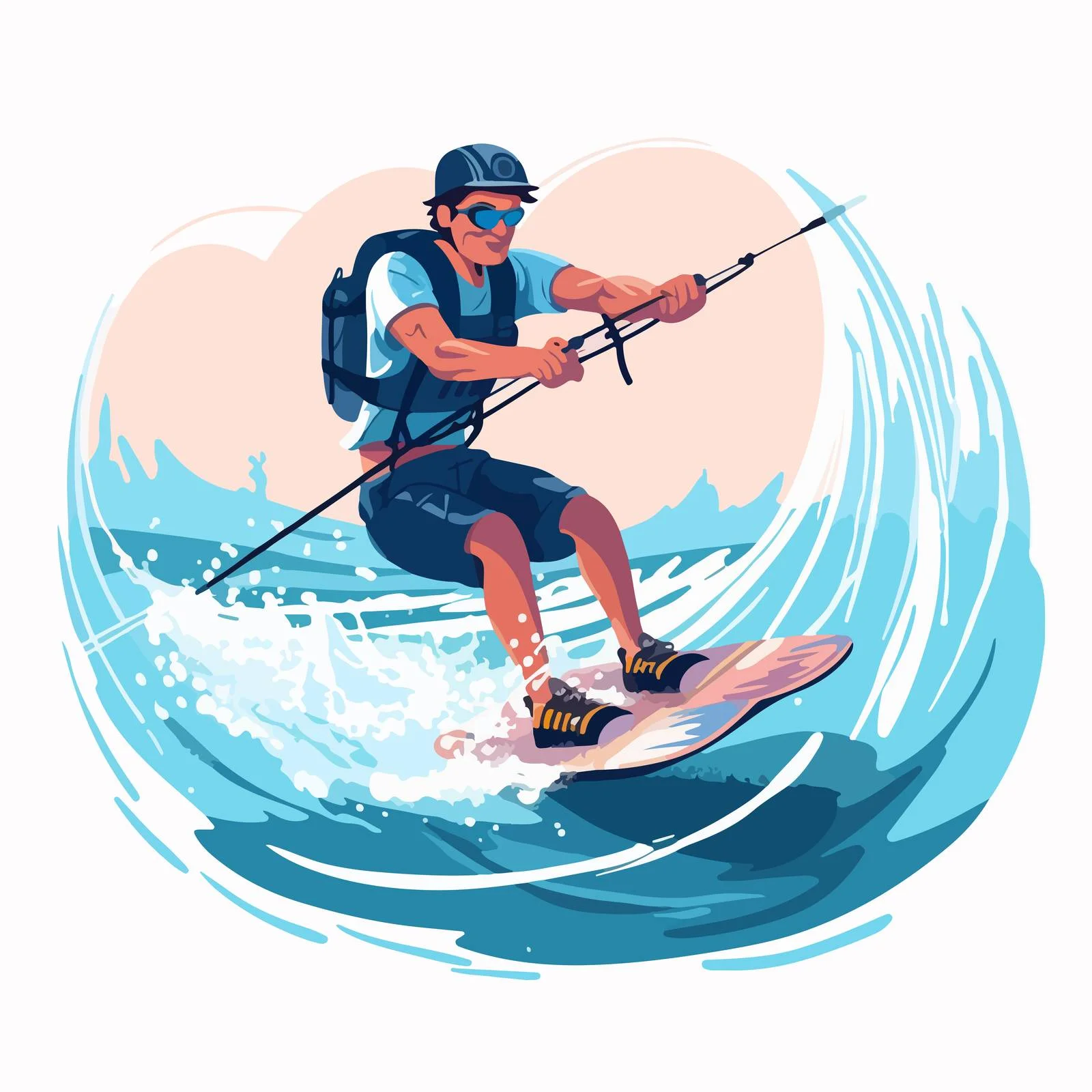 Adventurous Wakeboarding in Ocean with Protective Gear — free download from Dotvec