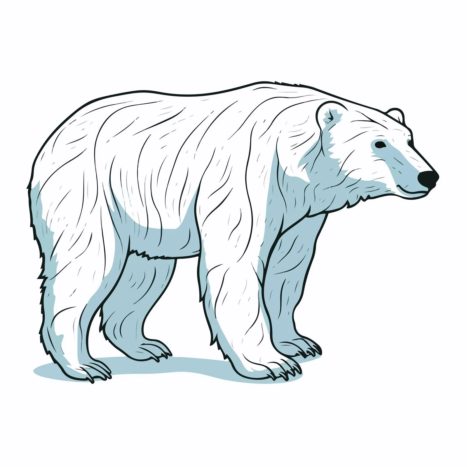 Elegant Polar Bear Sketch in Blue — free download from Dotvec