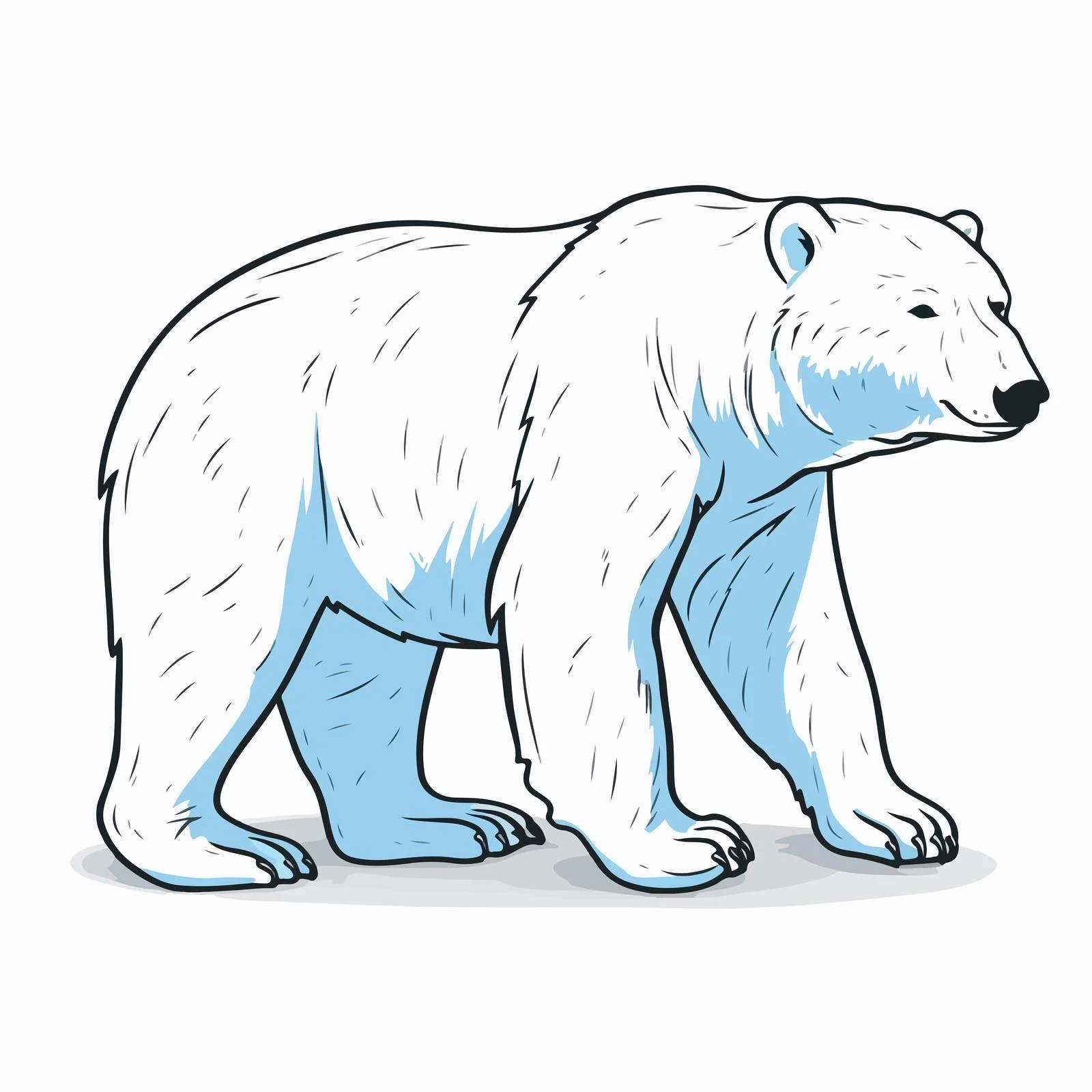 Graceful Polar Bear Sketch in Blue — free download from Dotvec