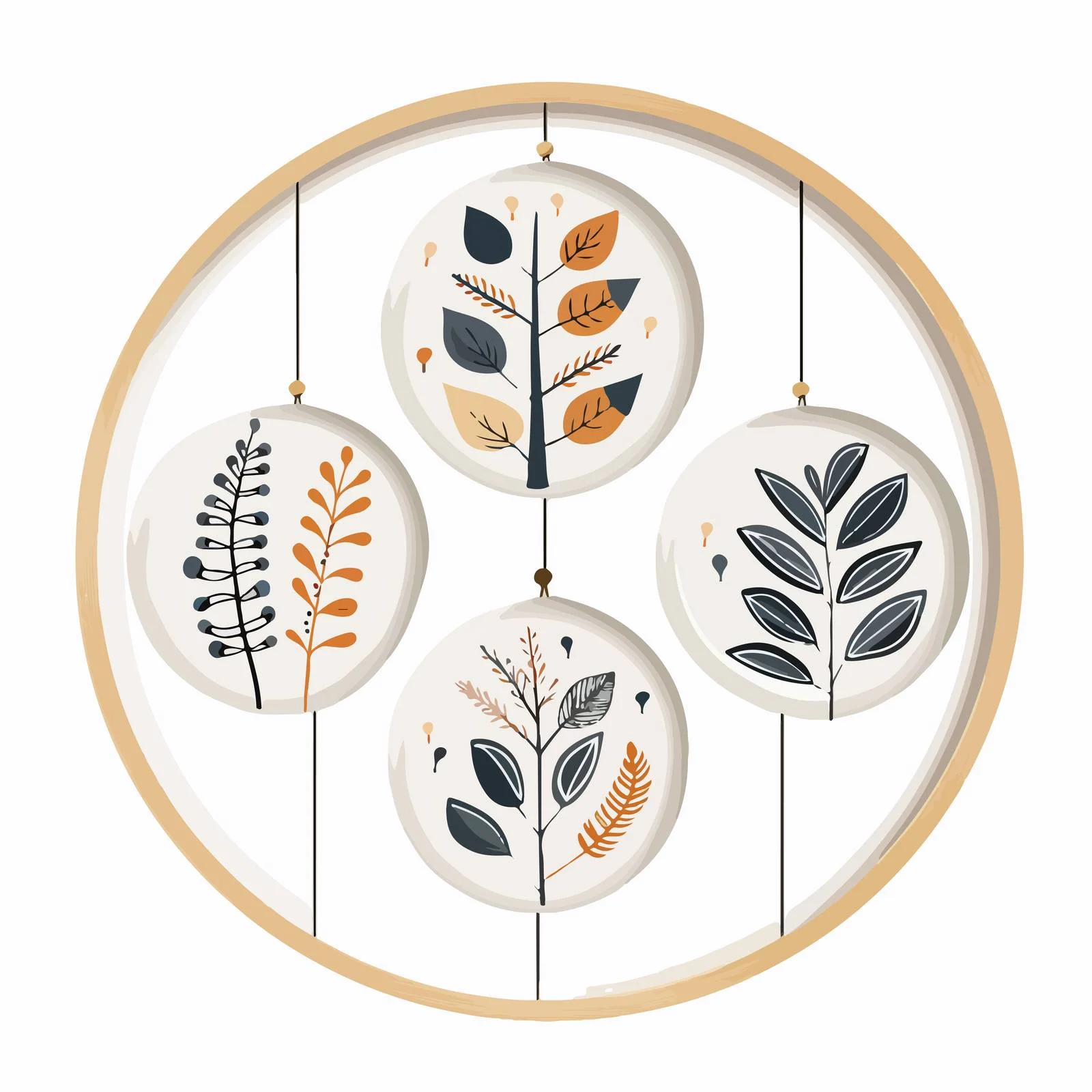Botanical Wall Decoration Hanging on Strings — free download from Dotvec