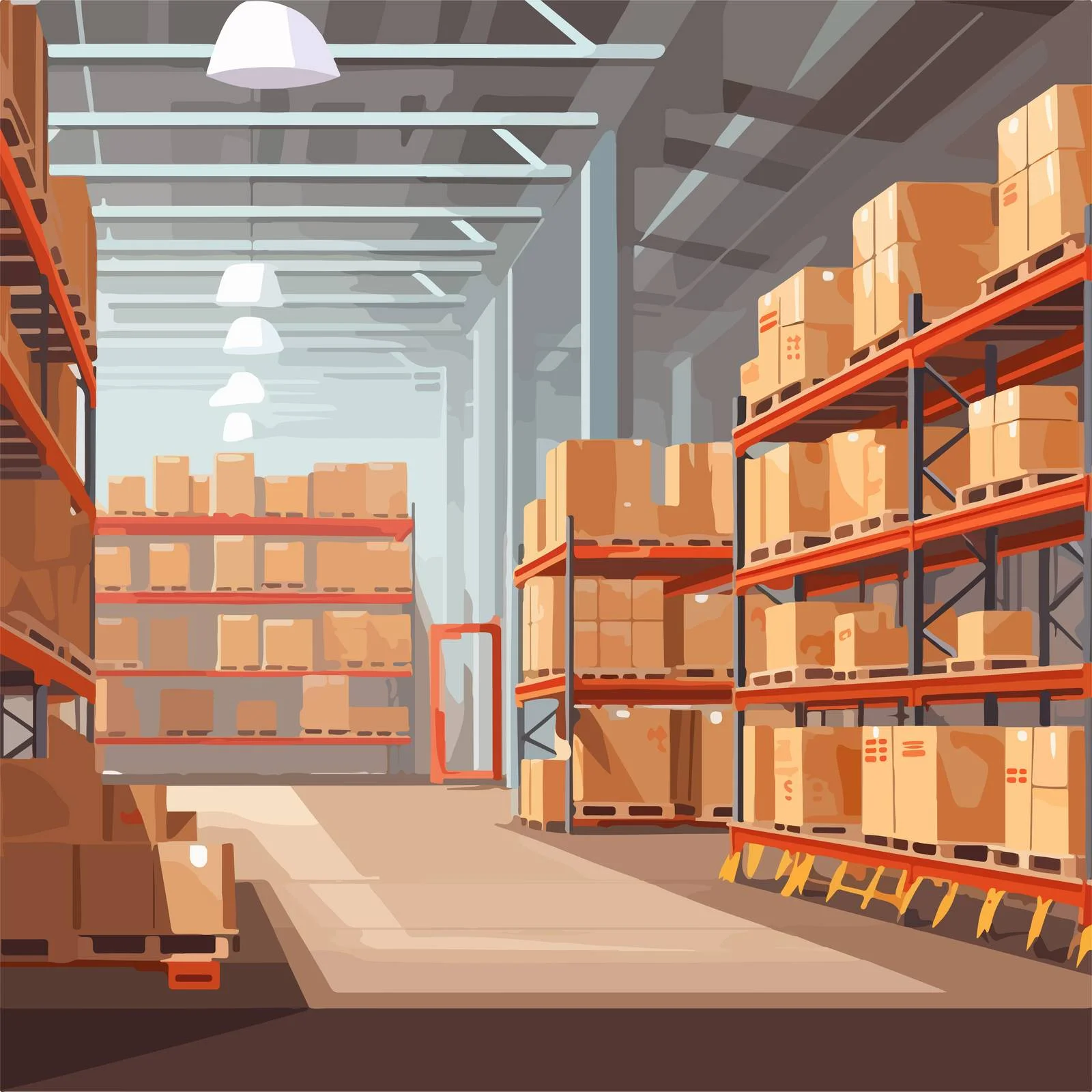 Organized Warehouse Interior with Carton Boxes — free download from Dotvec