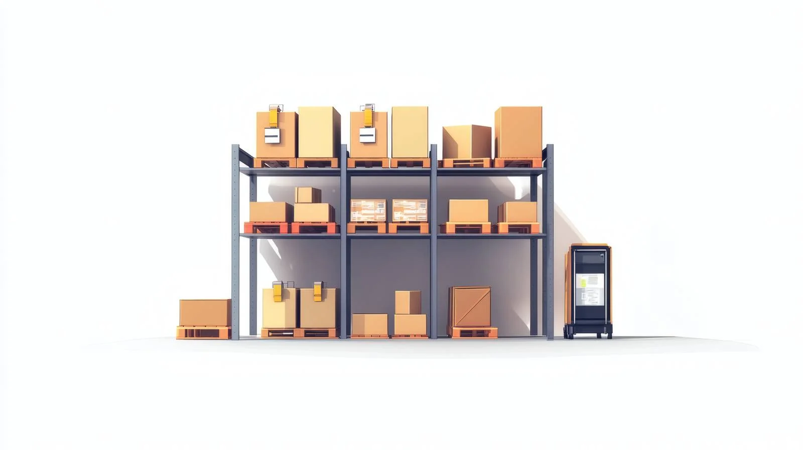 Storage Facility with Packed Shelves on White Background — free download from Dotvec