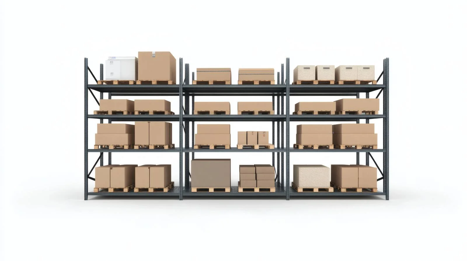 Organized Warehouse Shelves - White Background — free download from Dotvec