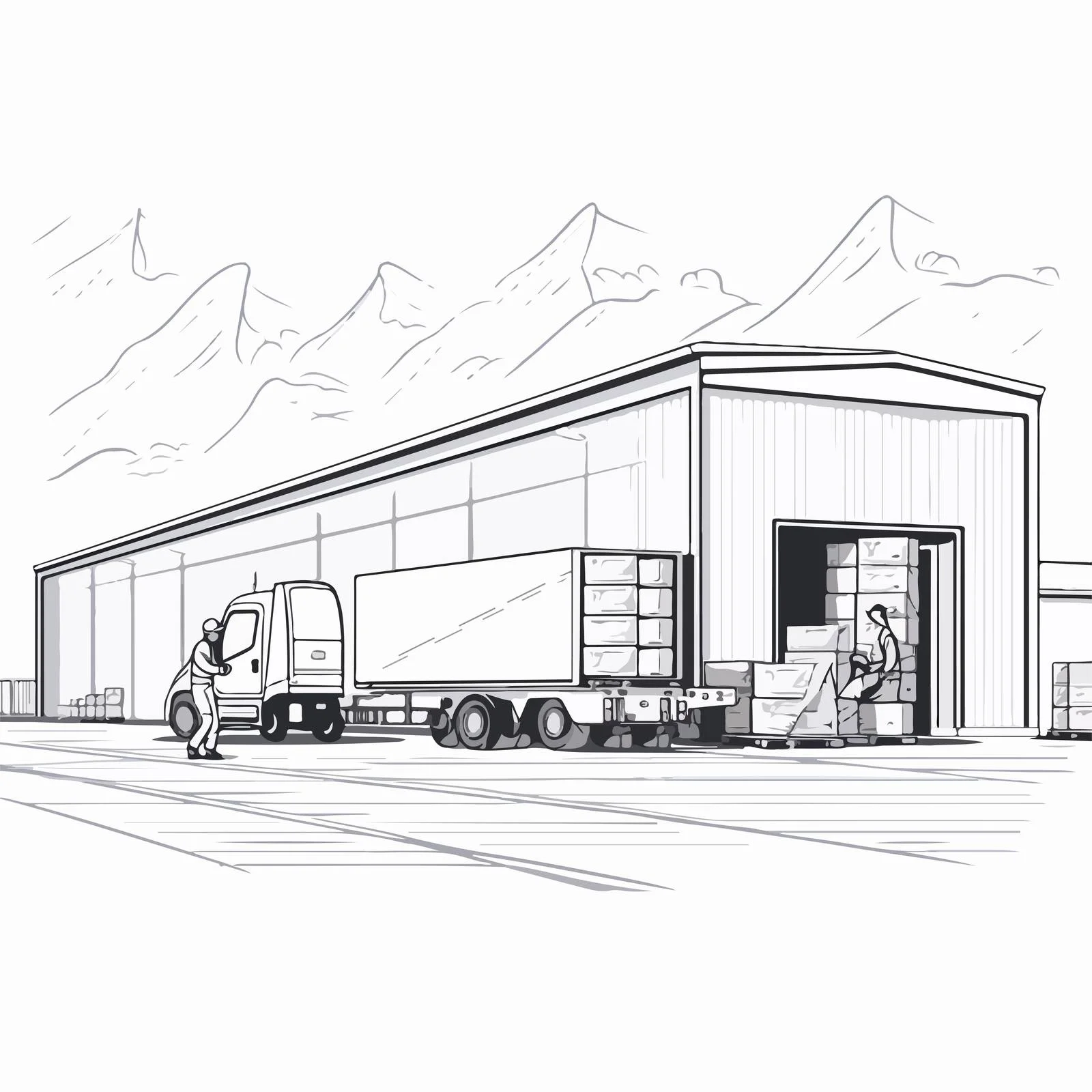 Worker in warehouse with roller shutter — free download from Dotvec