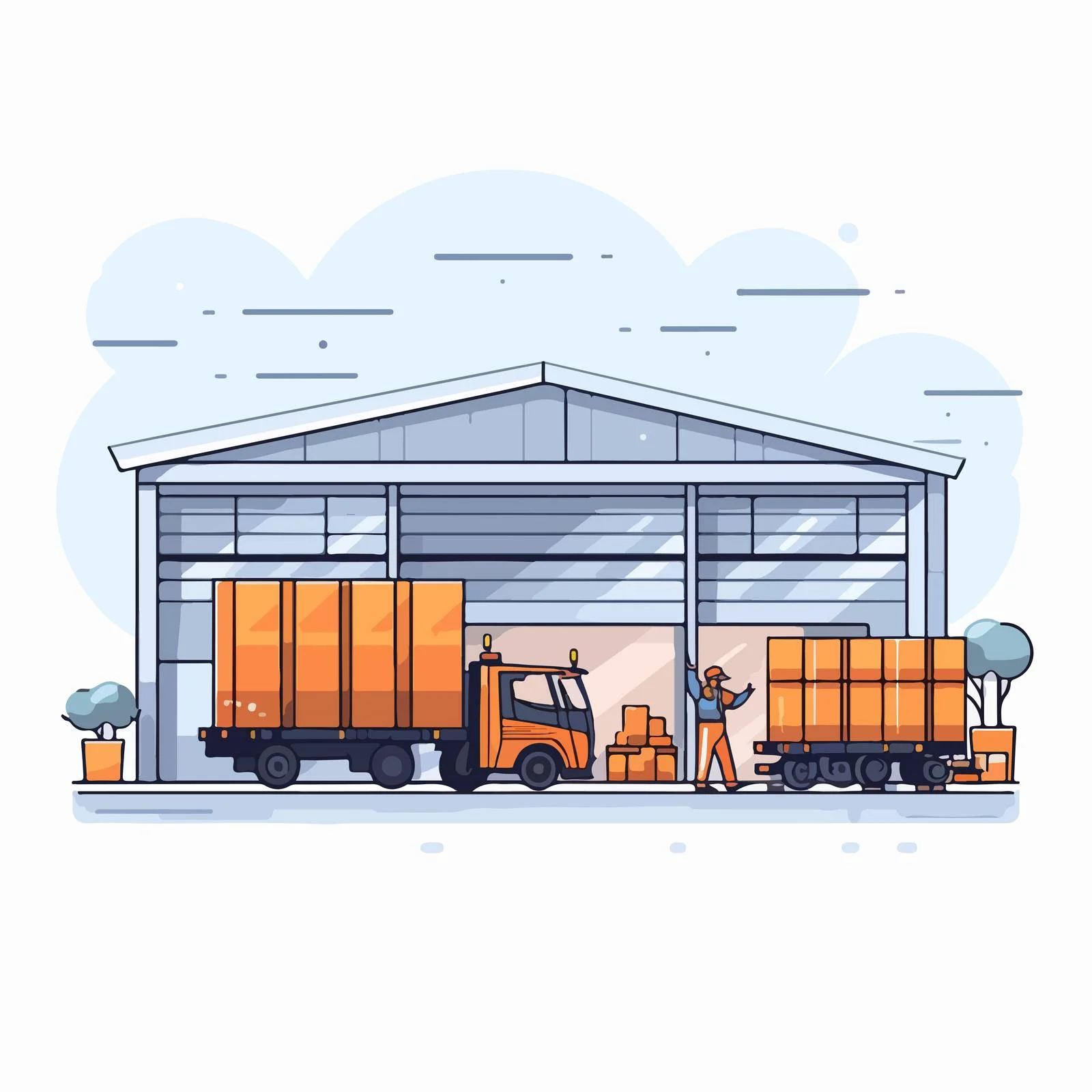 Industrial Warehouse with Worker and Safety Gear — free download from Dotvec