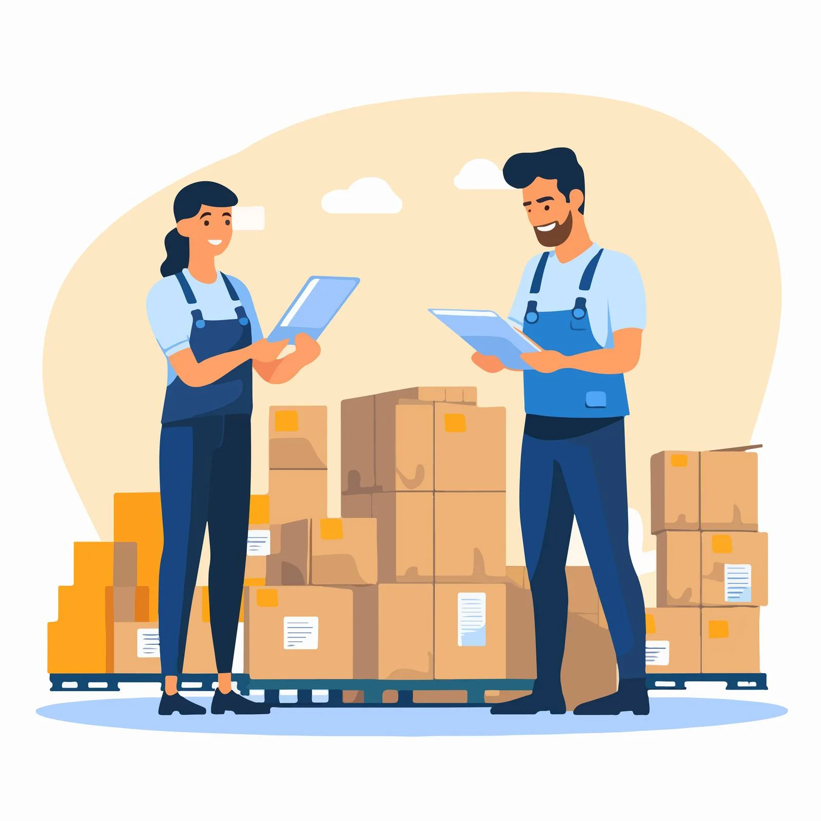 Inventory staff scanning QR code on box — free download from Dotvec