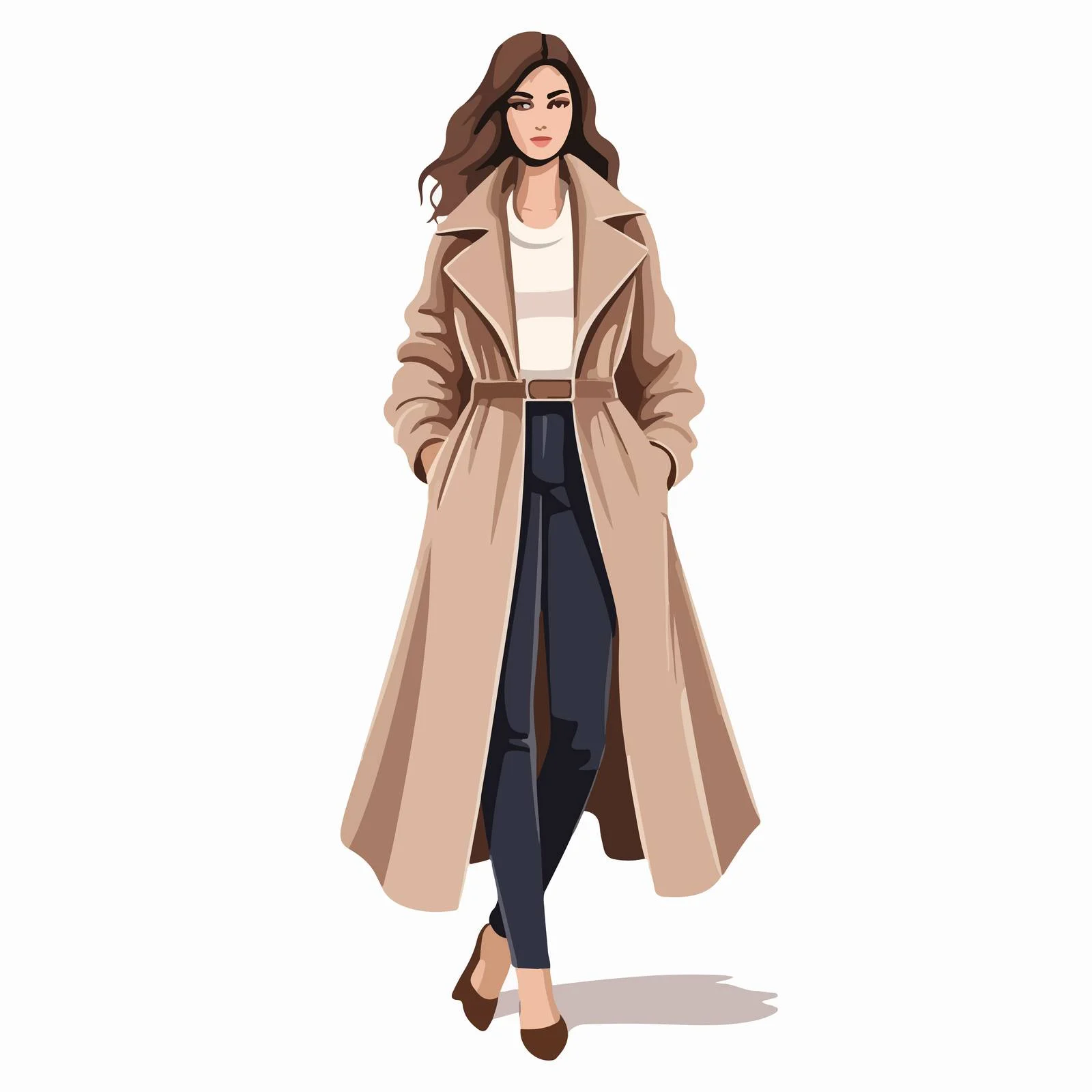 Chic Belted Coat for Stylish Outfit — free download from Dotvec