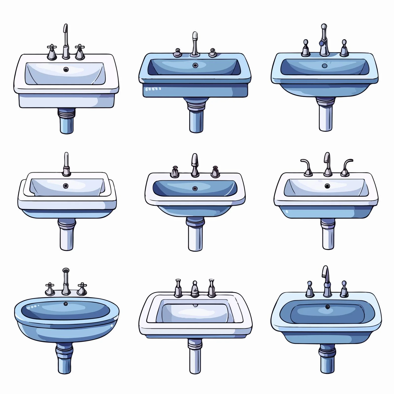 Elevated Washbasins with Outlined Design Scheme — free download from Dotvec