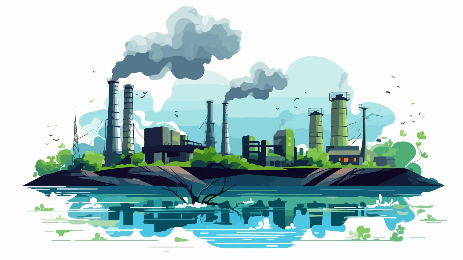 Industrial Wastewater Emission Vector Illustration — free download from Dotvec