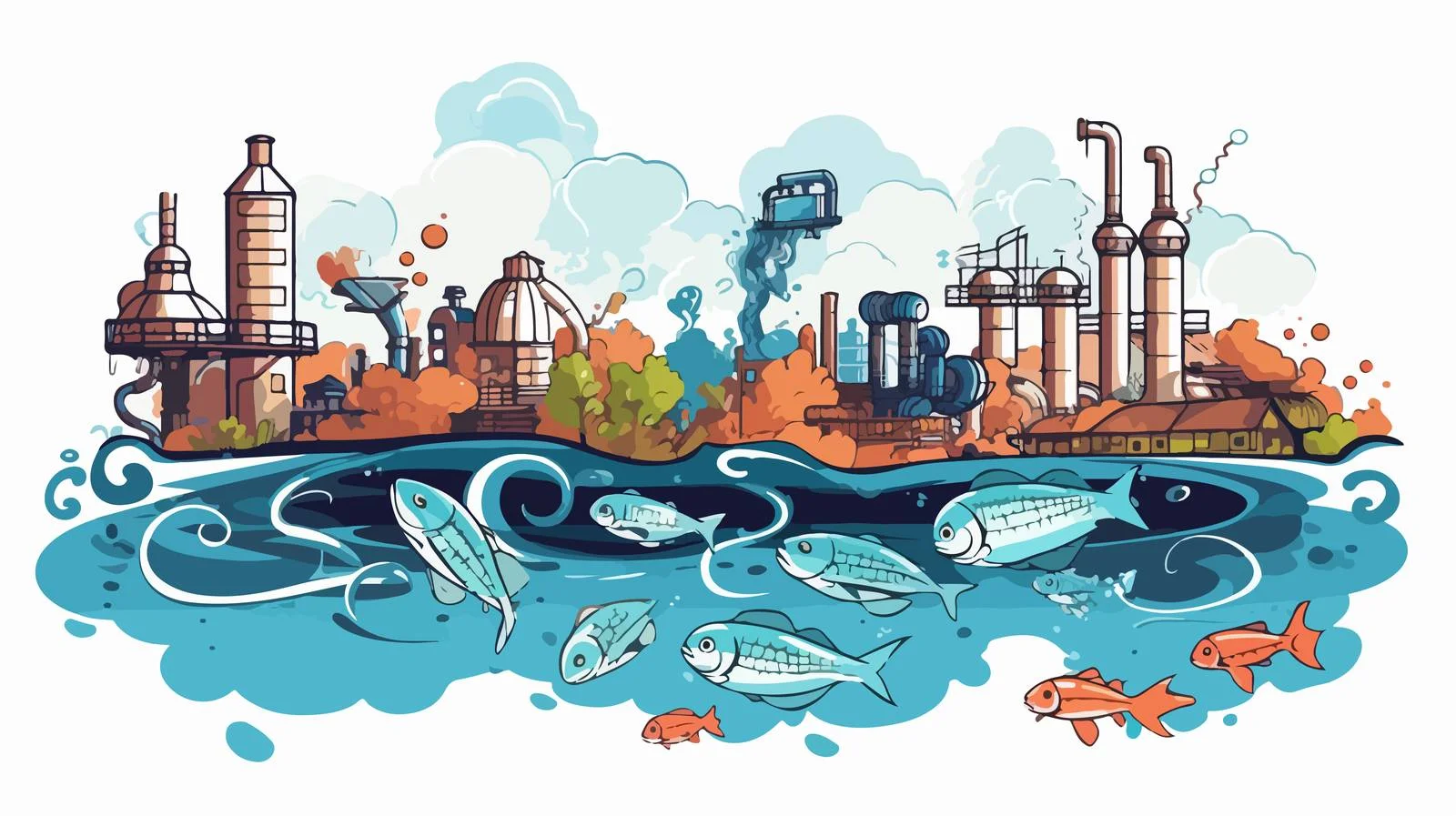 Industrial Wastewater Emission Vector Illustration — free download from Dotvec