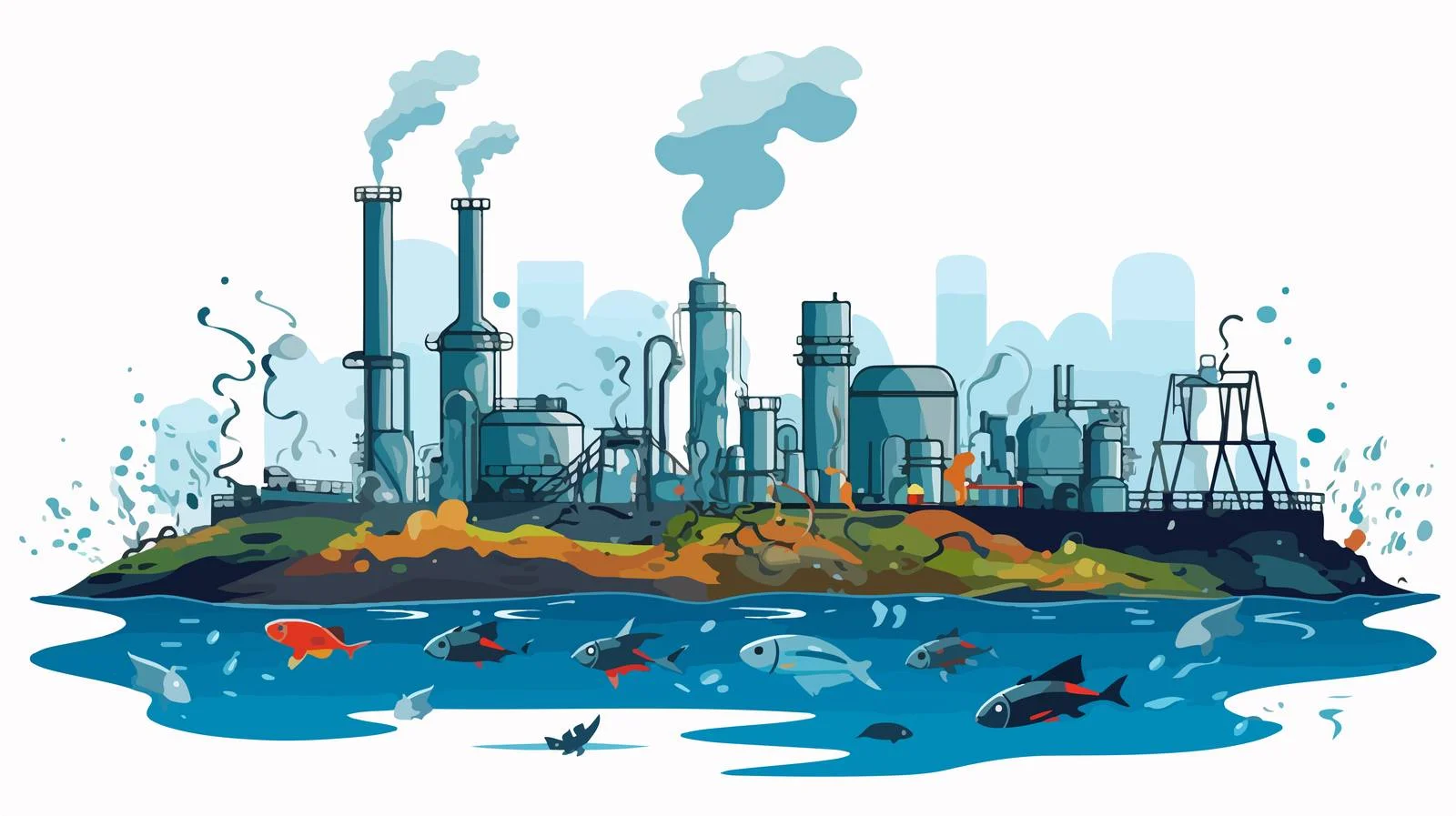 Industrial Wastewater Emission Vector — free download from Dotvec